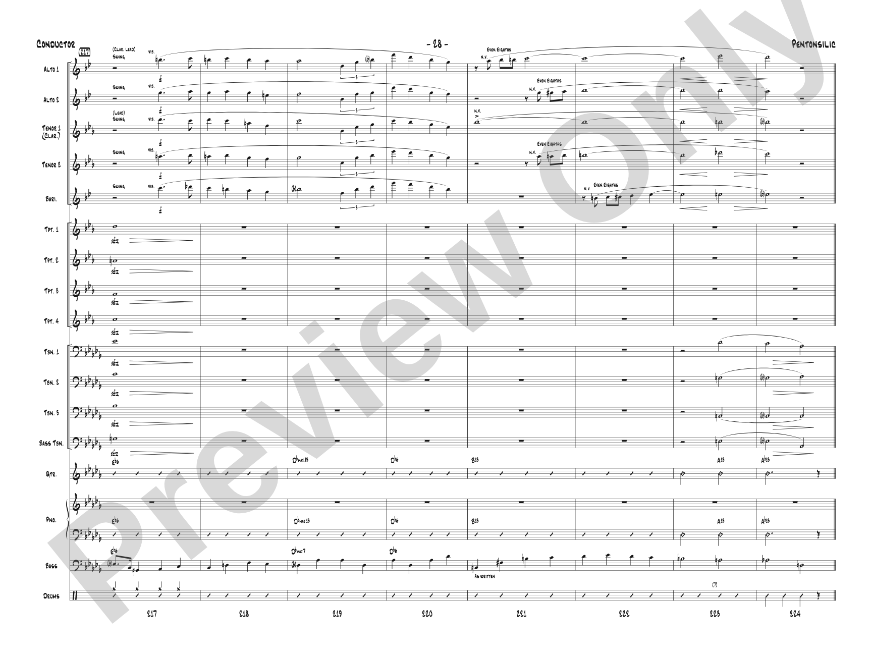 Pentonsilic: Jazz Ensemble Conductor Score & Parts