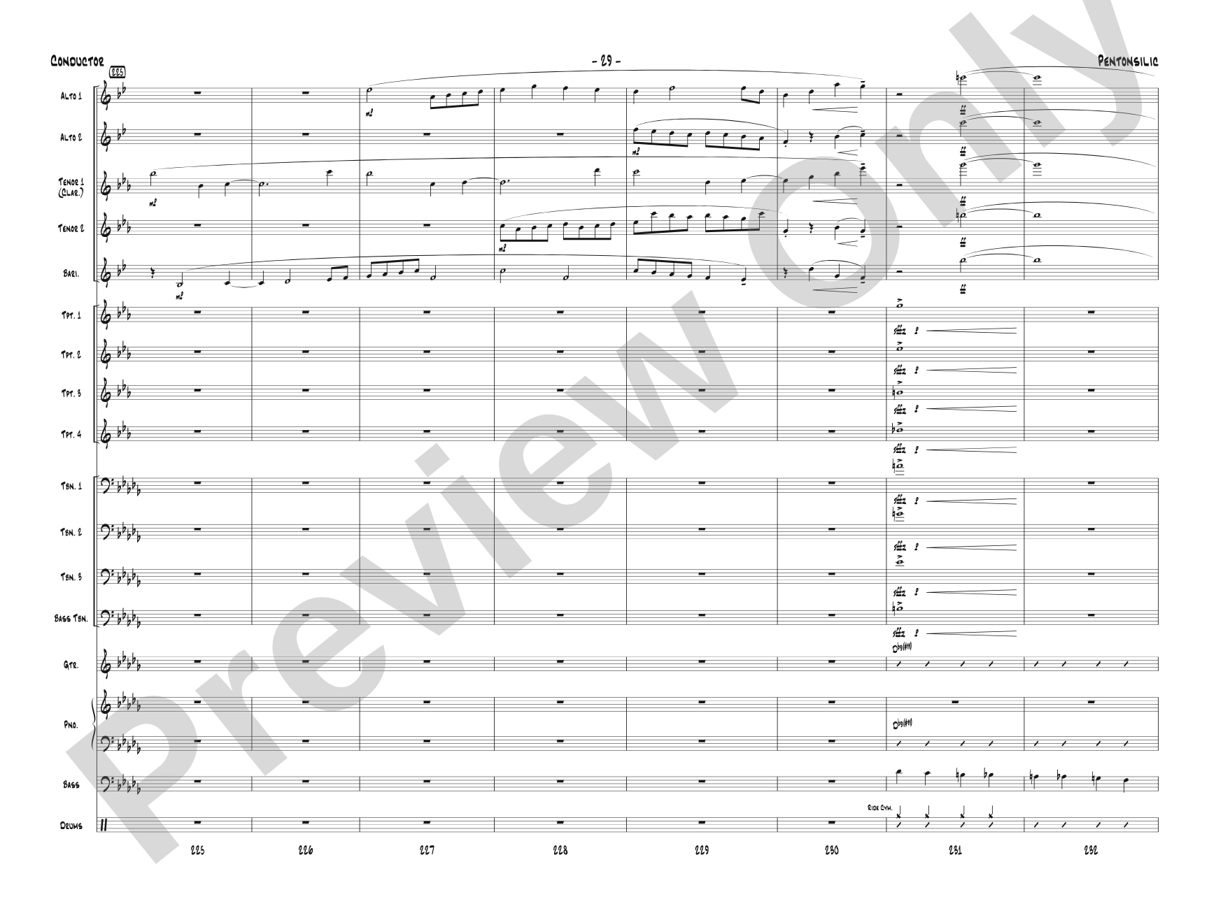 Pentonsilic: Jazz Ensemble Conductor Score & Parts
