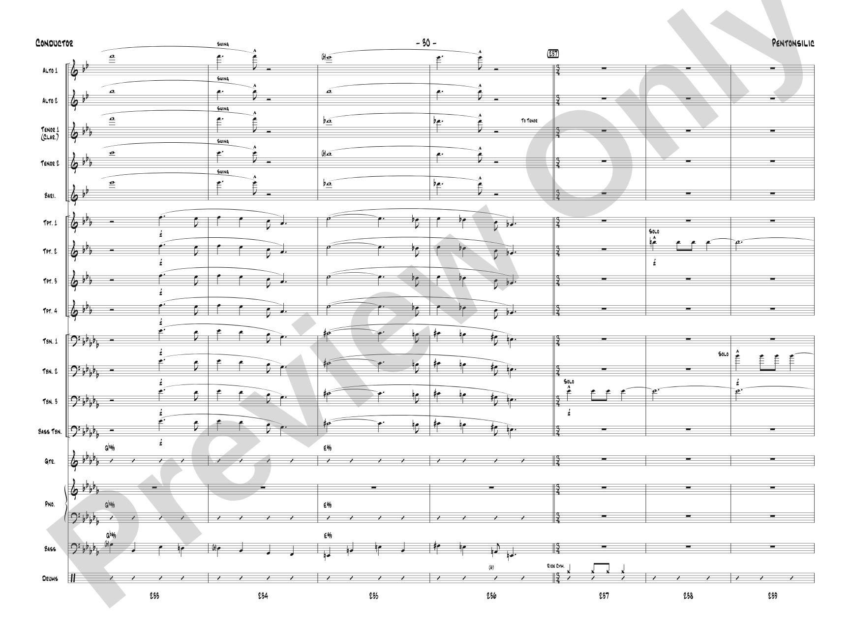 Pentonsilic: Jazz Ensemble Conductor Score & Parts