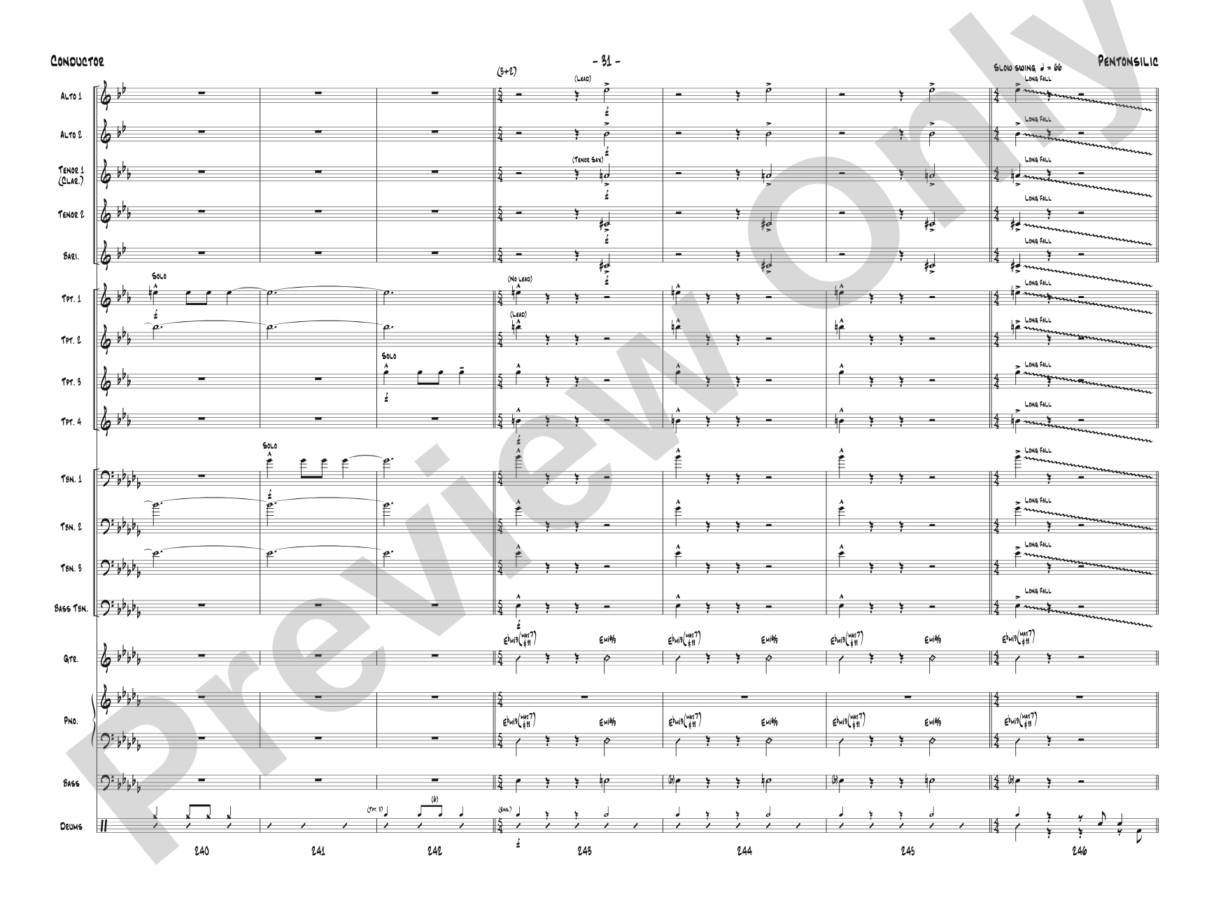 Pentonsilic: Jazz Ensemble Conductor Score & Parts