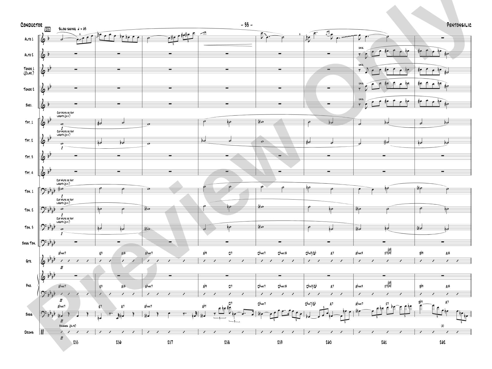 Pentonsilic: Jazz Ensemble Conductor Score & Parts