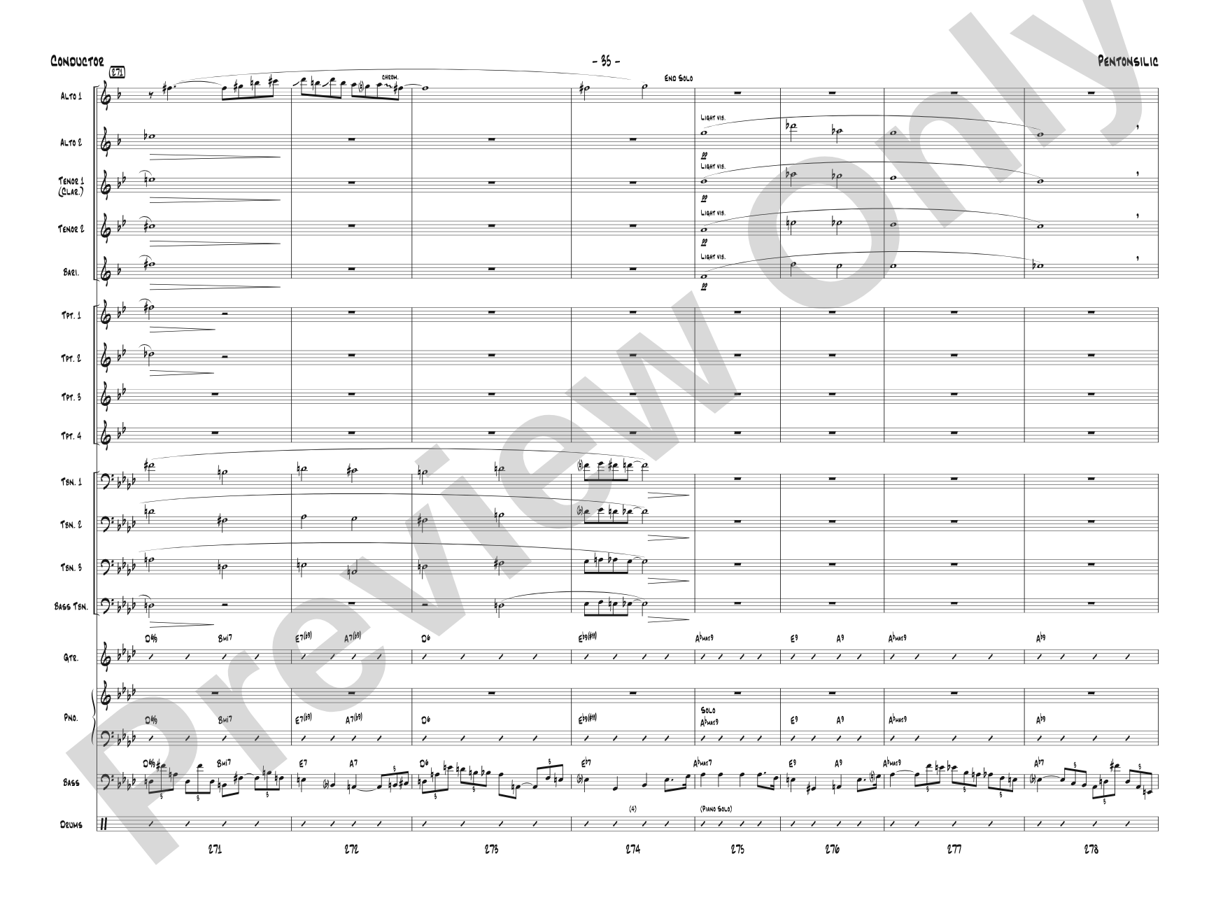 Pentonsilic: Jazz Ensemble Conductor Score & Parts
