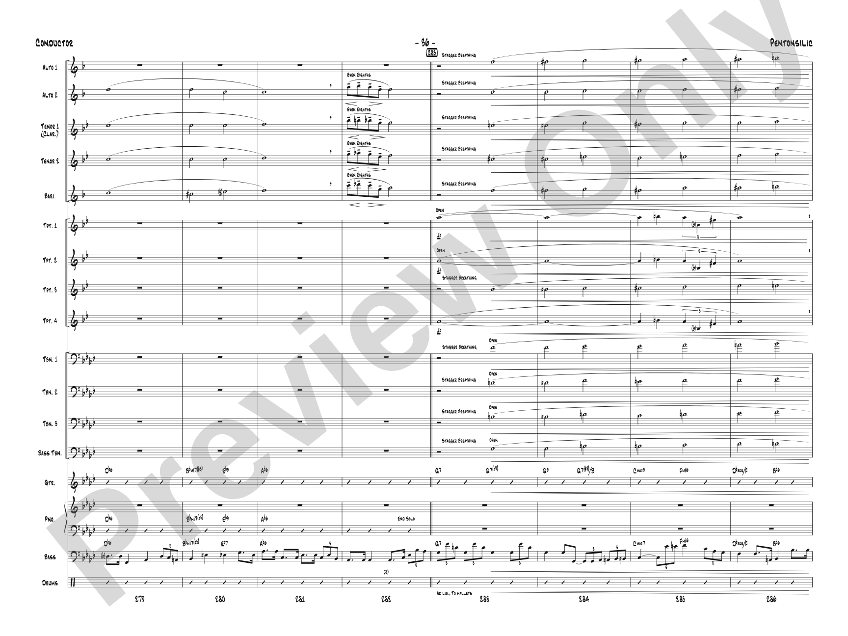 Pentonsilic: Jazz Ensemble Conductor Score & Parts