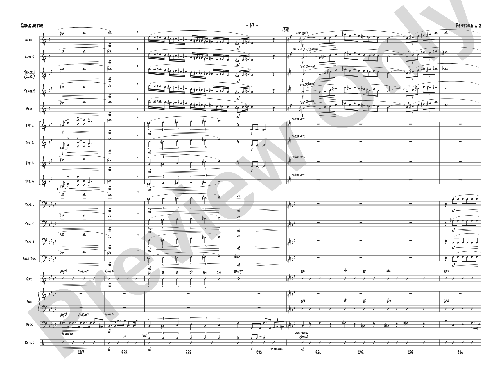 Pentonsilic: Jazz Ensemble Conductor Score & Parts