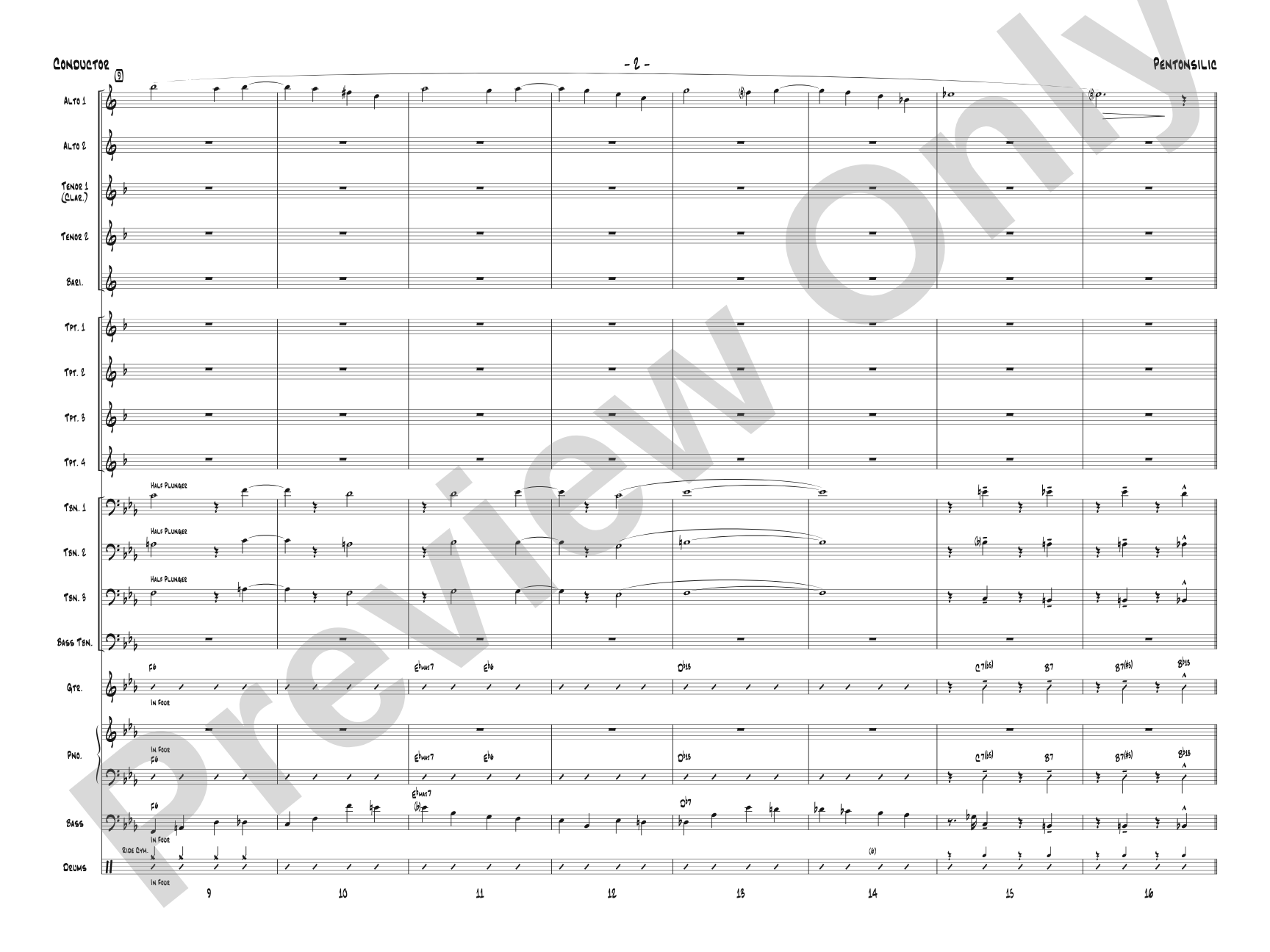 Pentonsilic: Jazz Ensemble Conductor Score & Parts