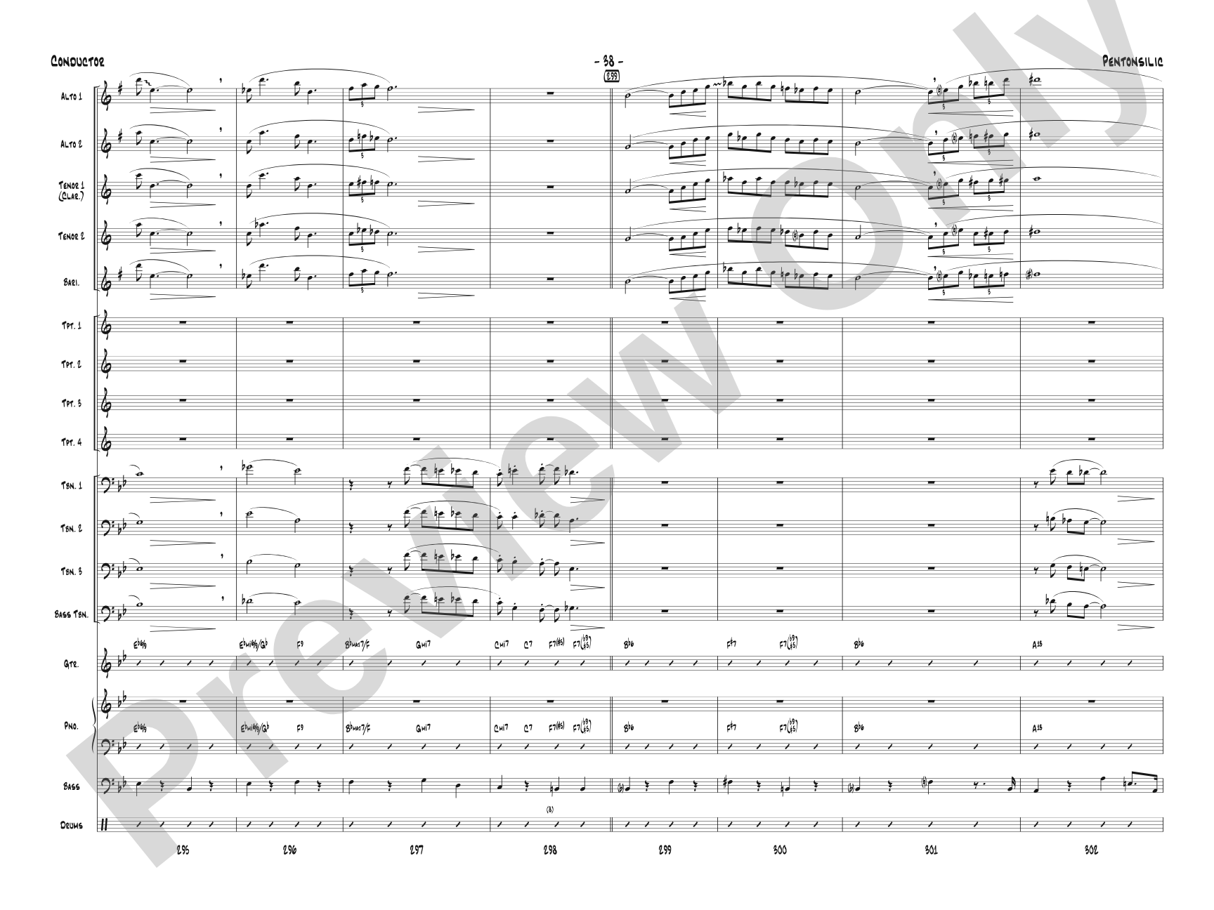 Pentonsilic: Jazz Ensemble Conductor Score & Parts