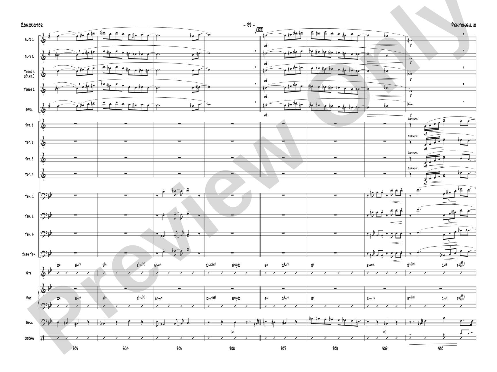Pentonsilic: Jazz Ensemble Conductor Score & Parts