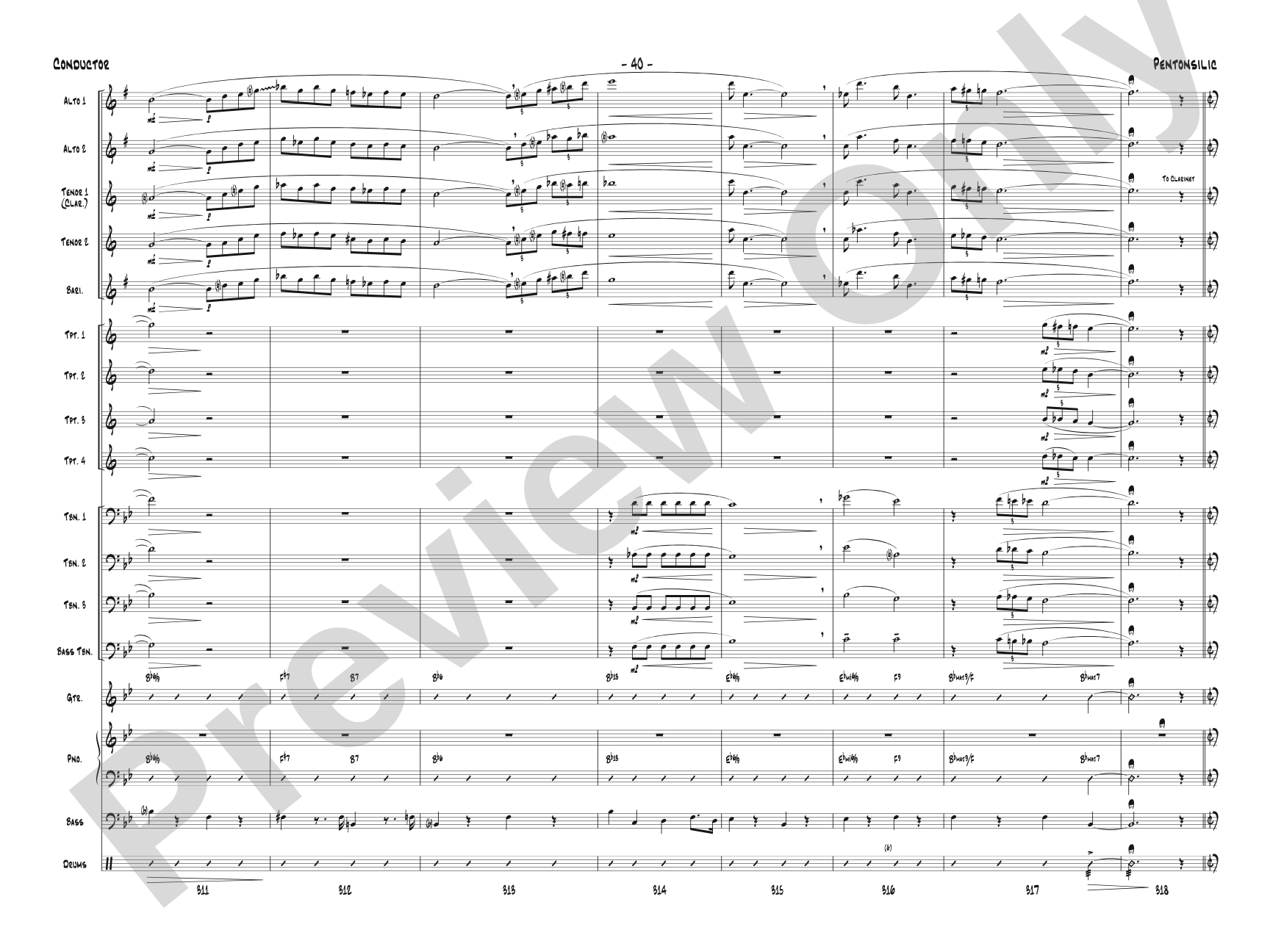 Pentonsilic: Jazz Ensemble Conductor Score & Parts