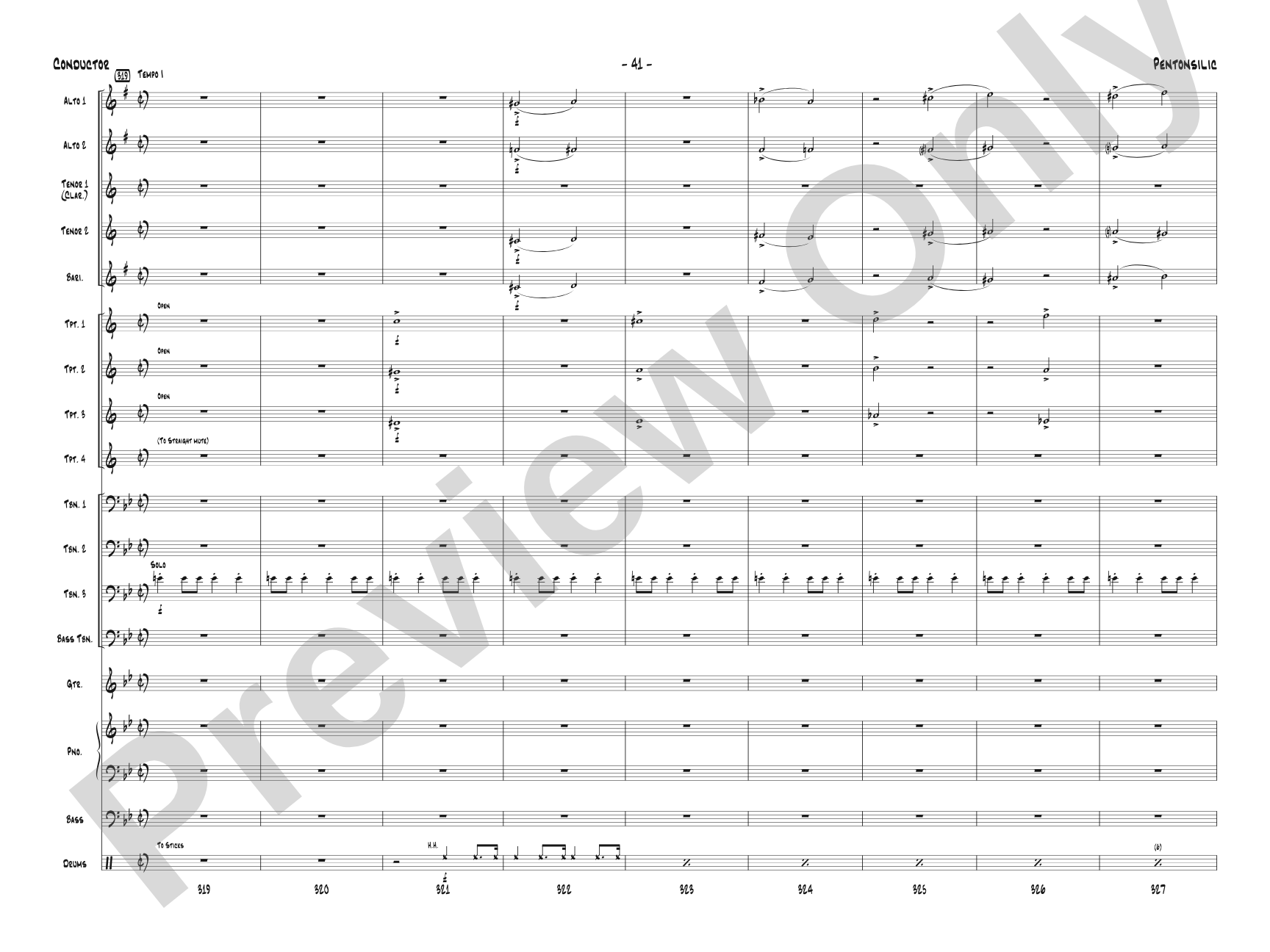 Pentonsilic: Jazz Ensemble Conductor Score & Parts