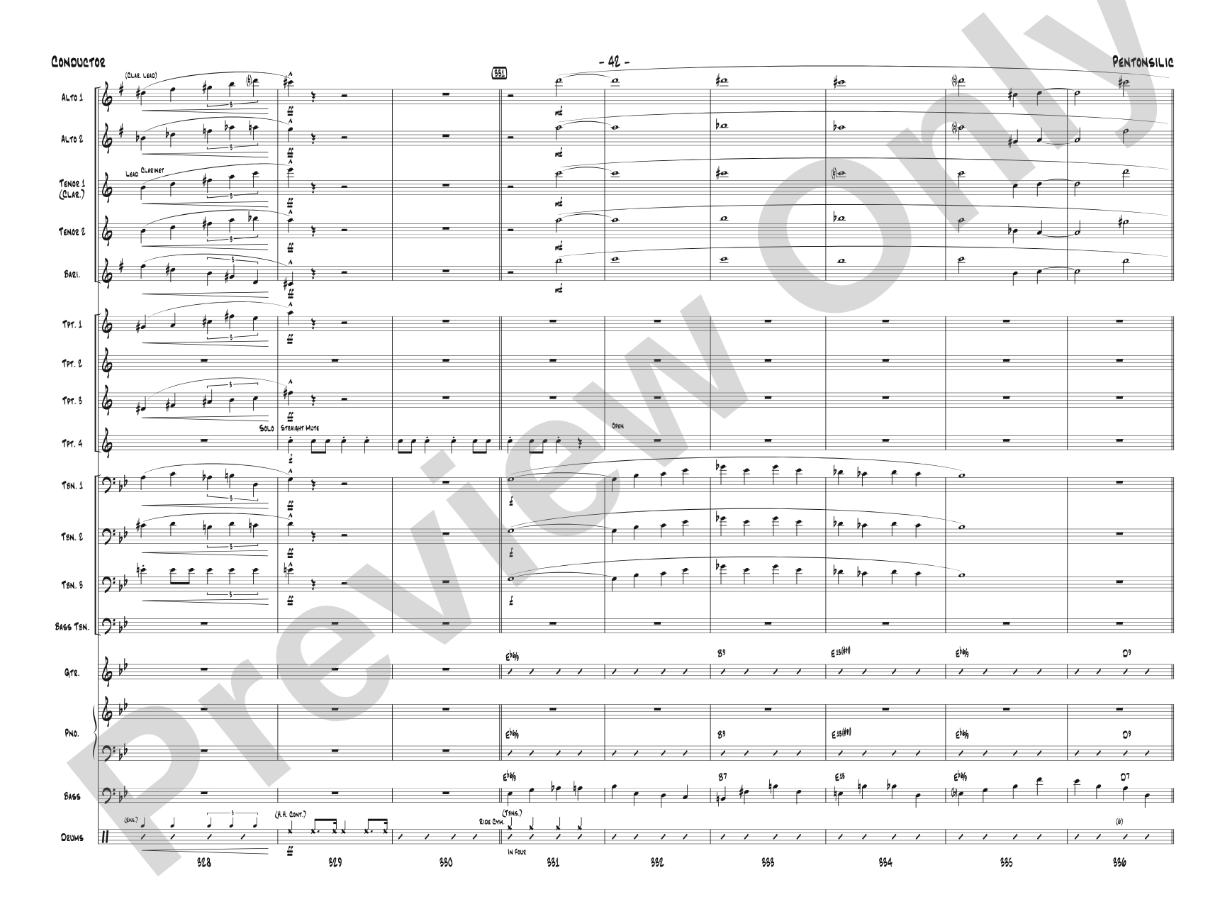 Pentonsilic: Jazz Ensemble Conductor Score & Parts