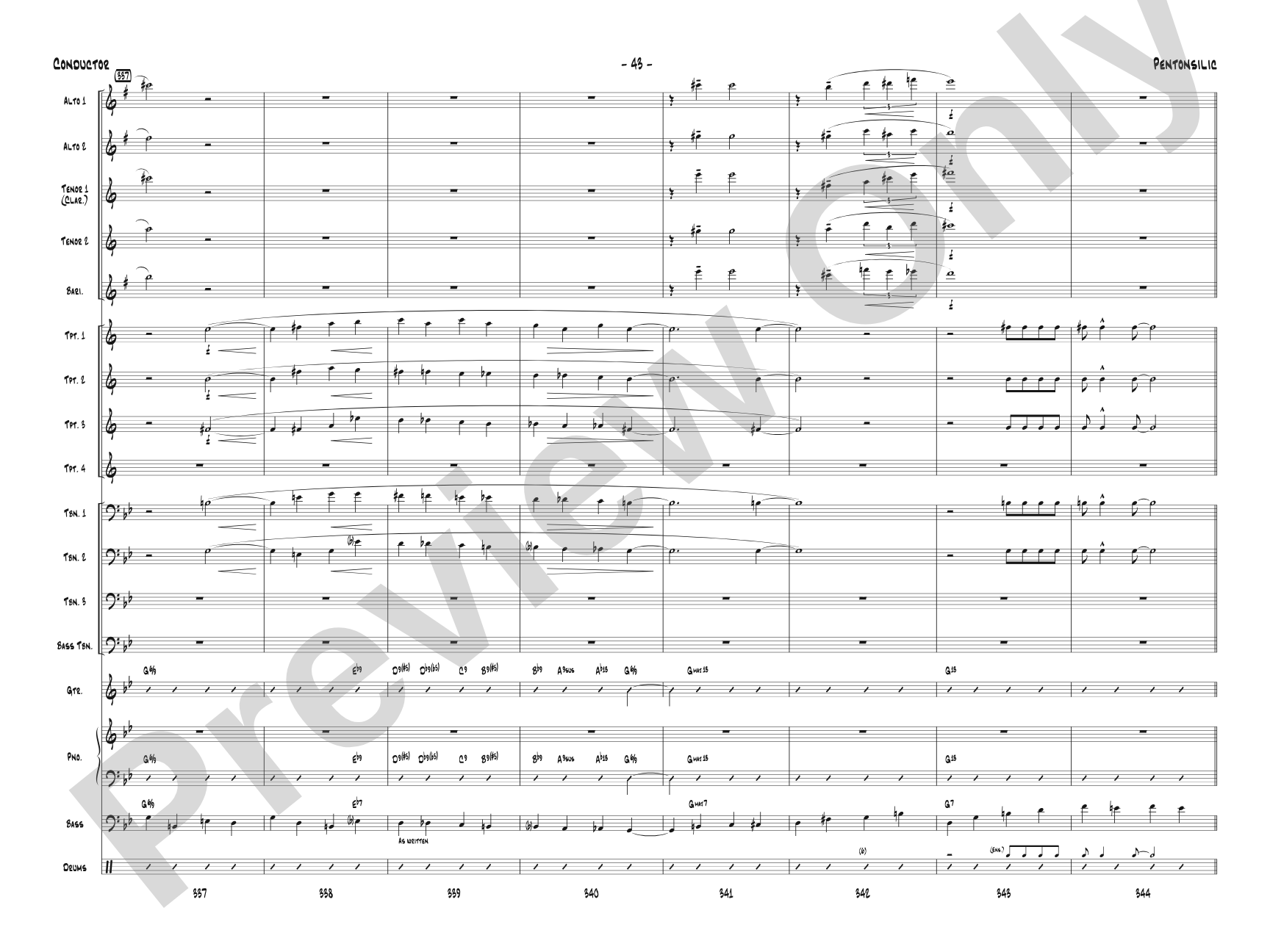 Pentonsilic: Jazz Ensemble Conductor Score & Parts