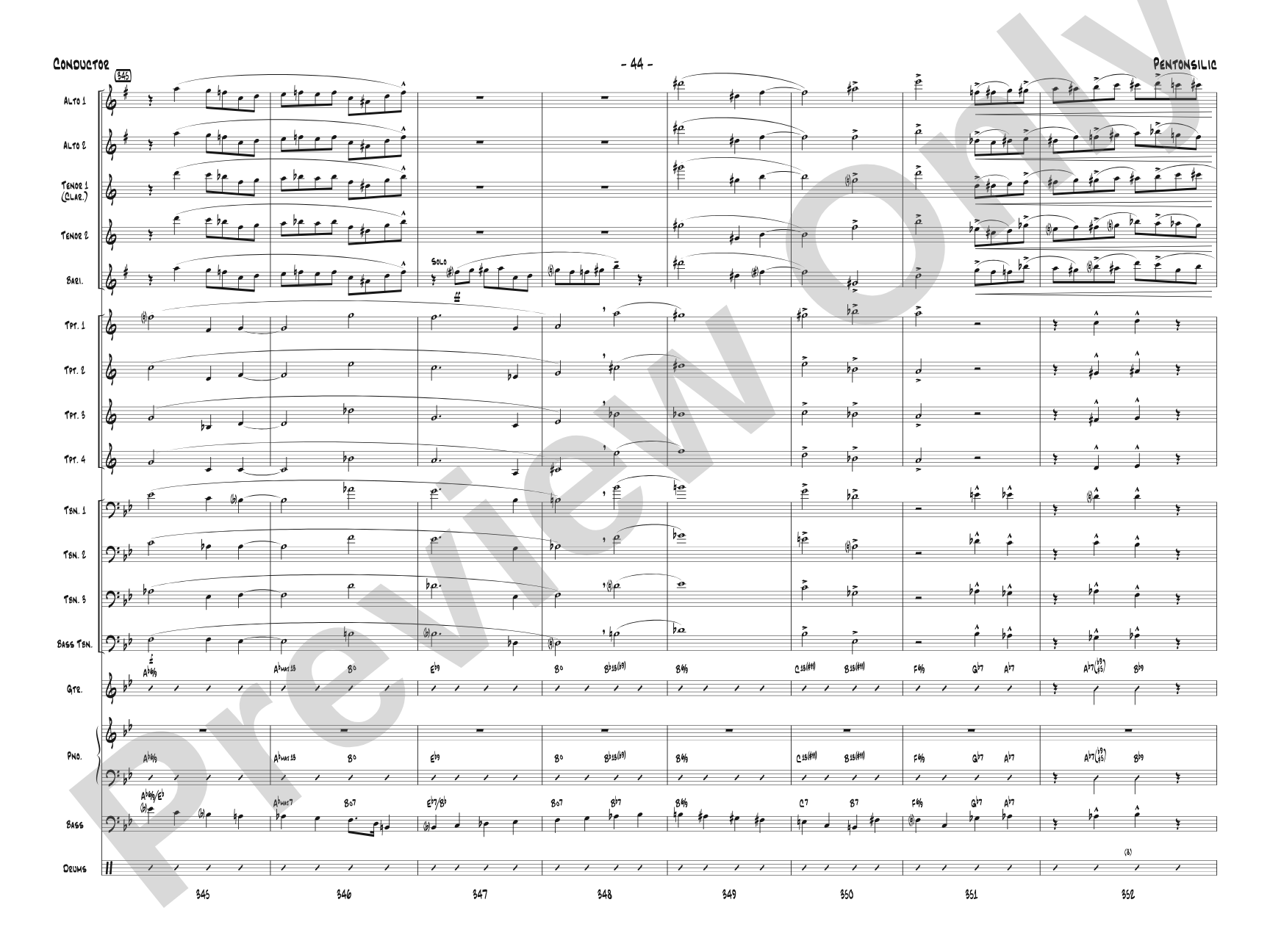 Pentonsilic: Jazz Ensemble Conductor Score & Parts