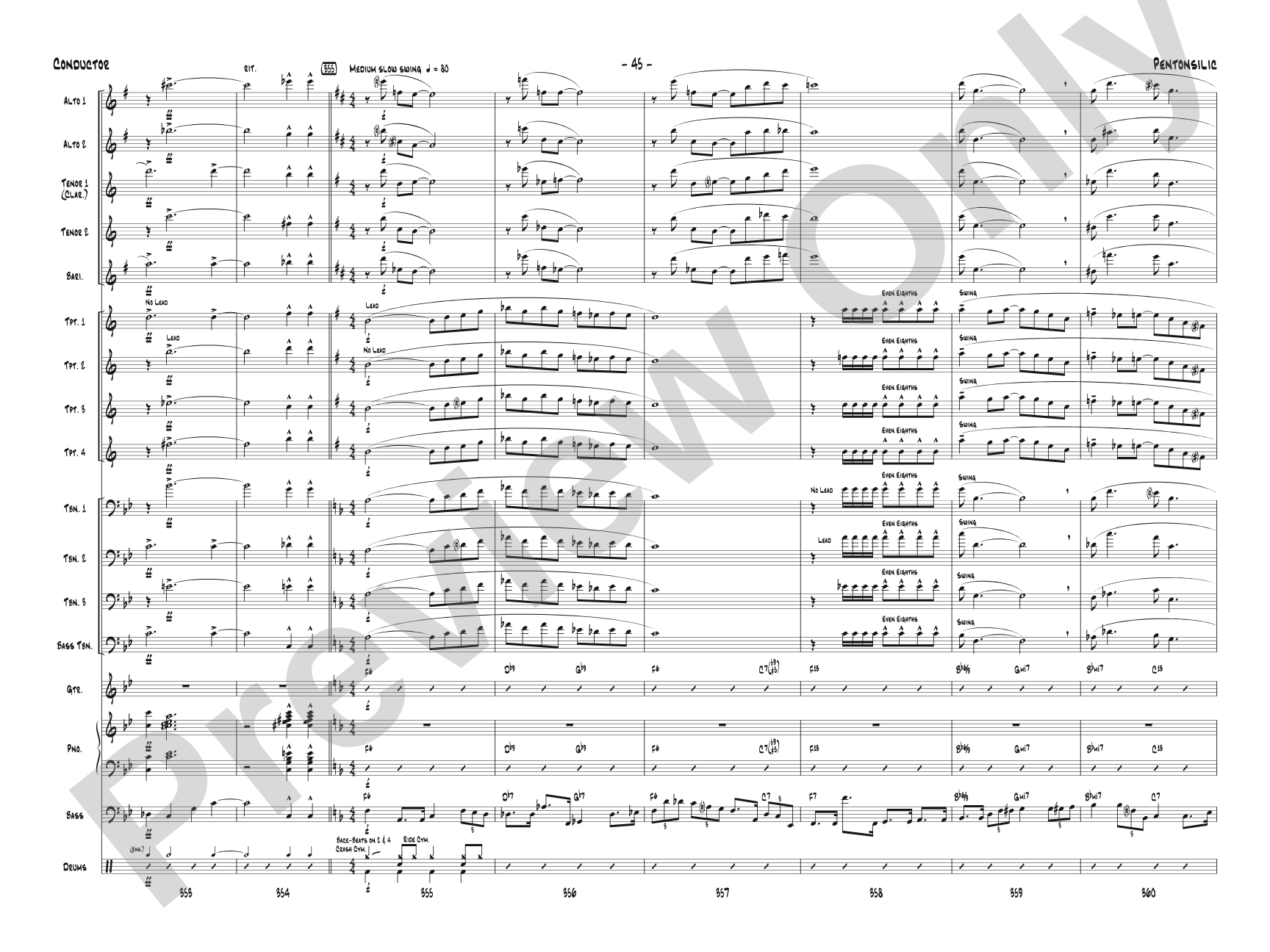 Pentonsilic: Jazz Ensemble Conductor Score & Parts