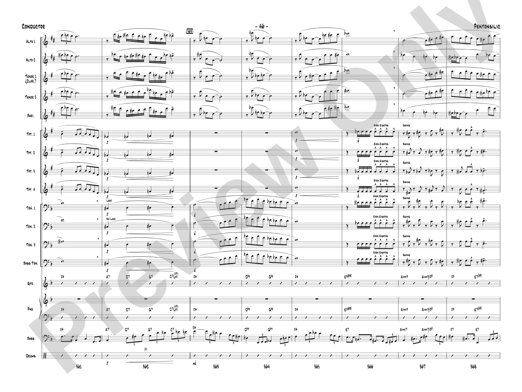 Pentonsilic: Jazz Ensemble Conductor Score & Parts