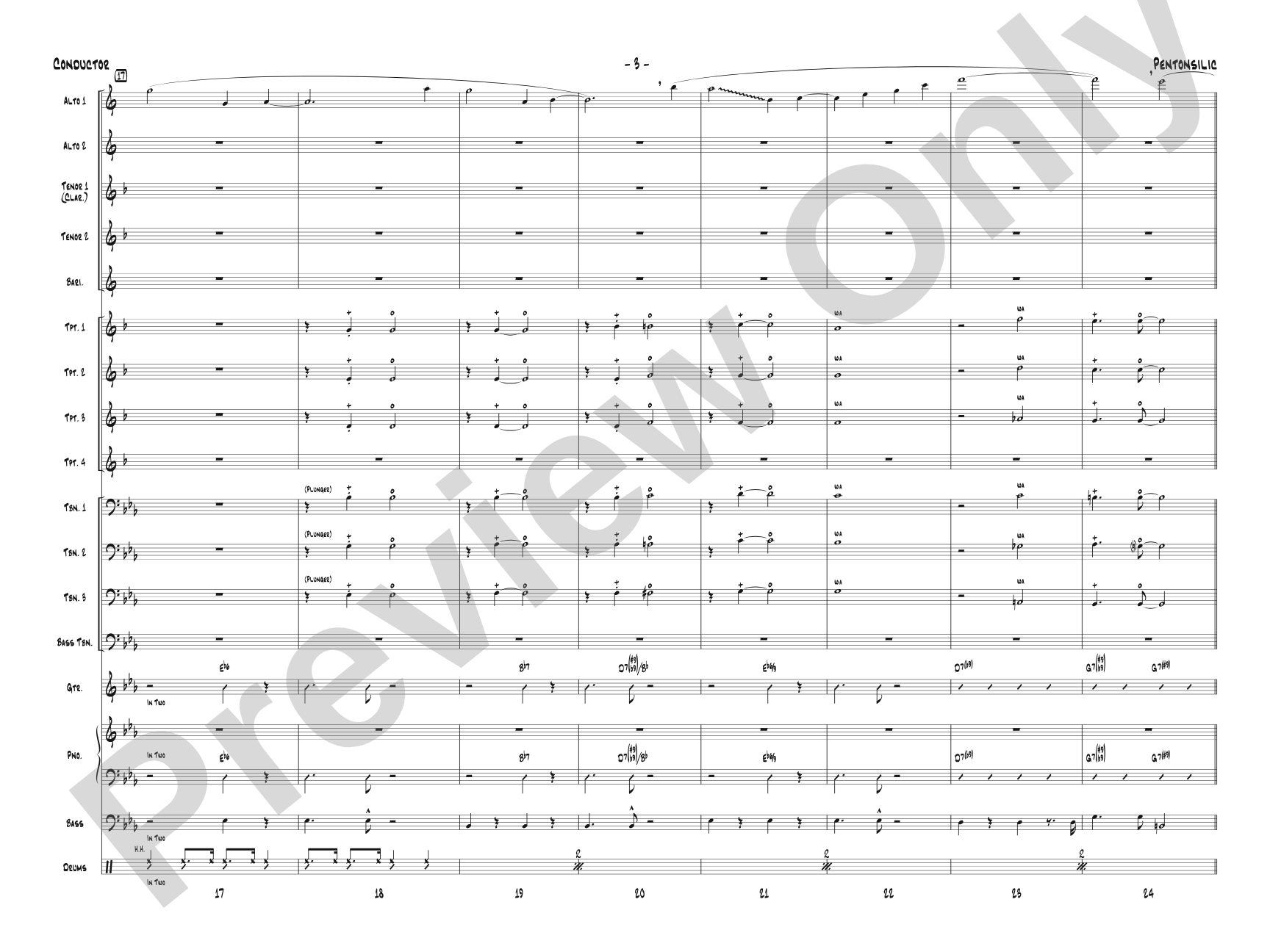 Pentonsilic: Jazz Ensemble Conductor Score & Parts