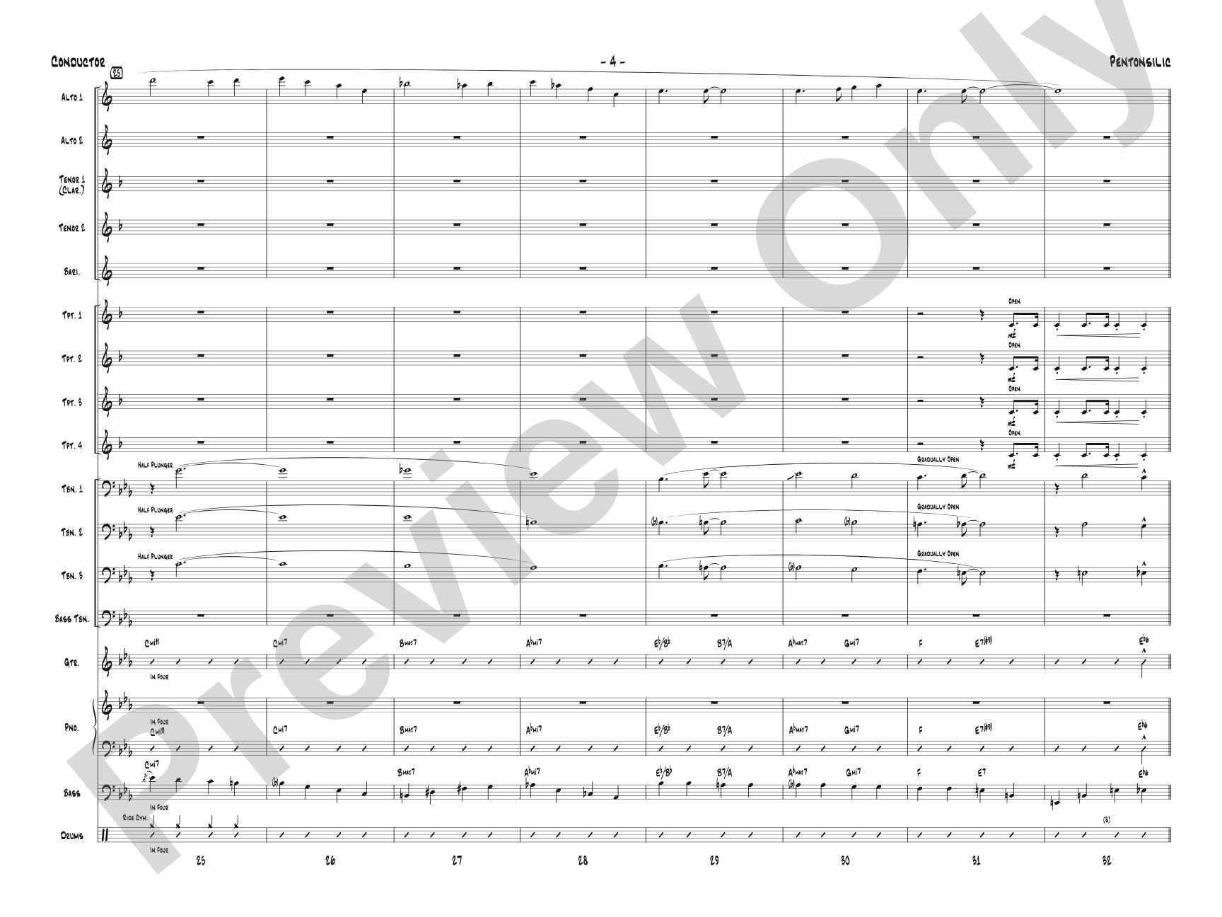 Pentonsilic: Jazz Ensemble Conductor Score & Parts