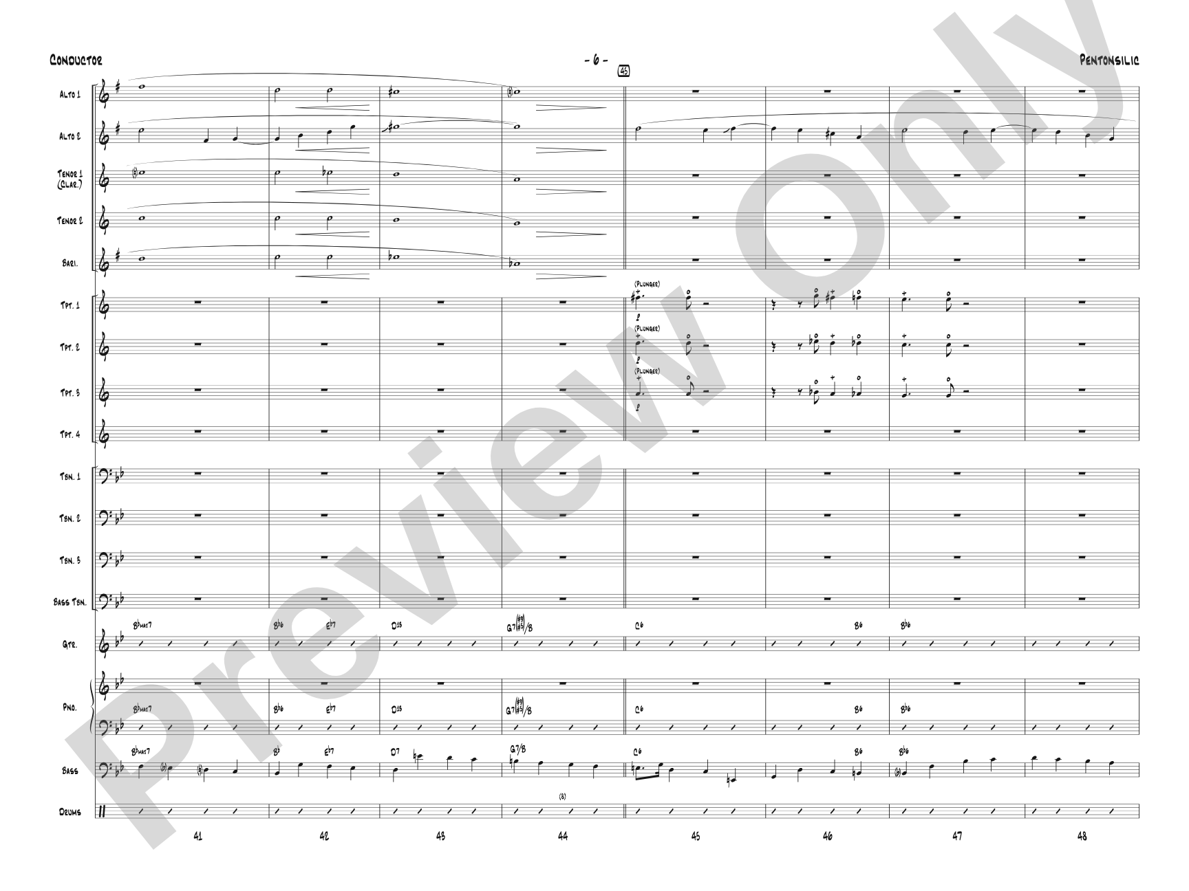 Pentonsilic: Jazz Ensemble Conductor Score & Parts