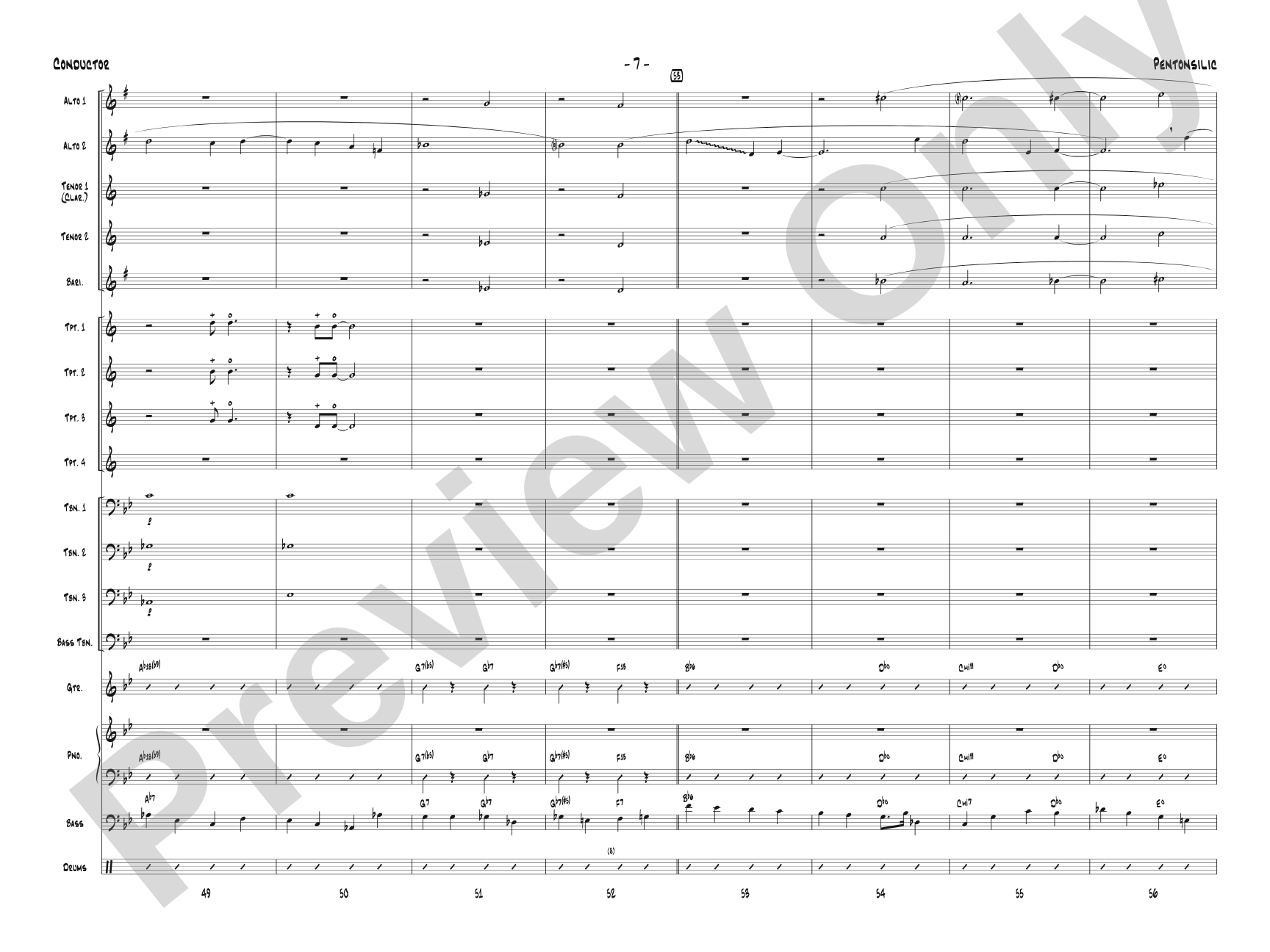 Pentonsilic: Jazz Ensemble Conductor Score & Parts