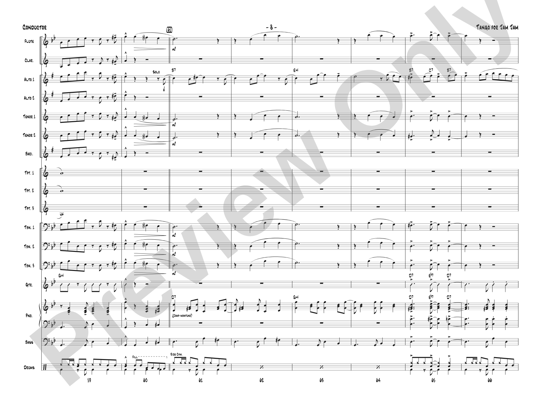 Tango for Jam Jam: Jazz Ensemble Conductor Score & Parts