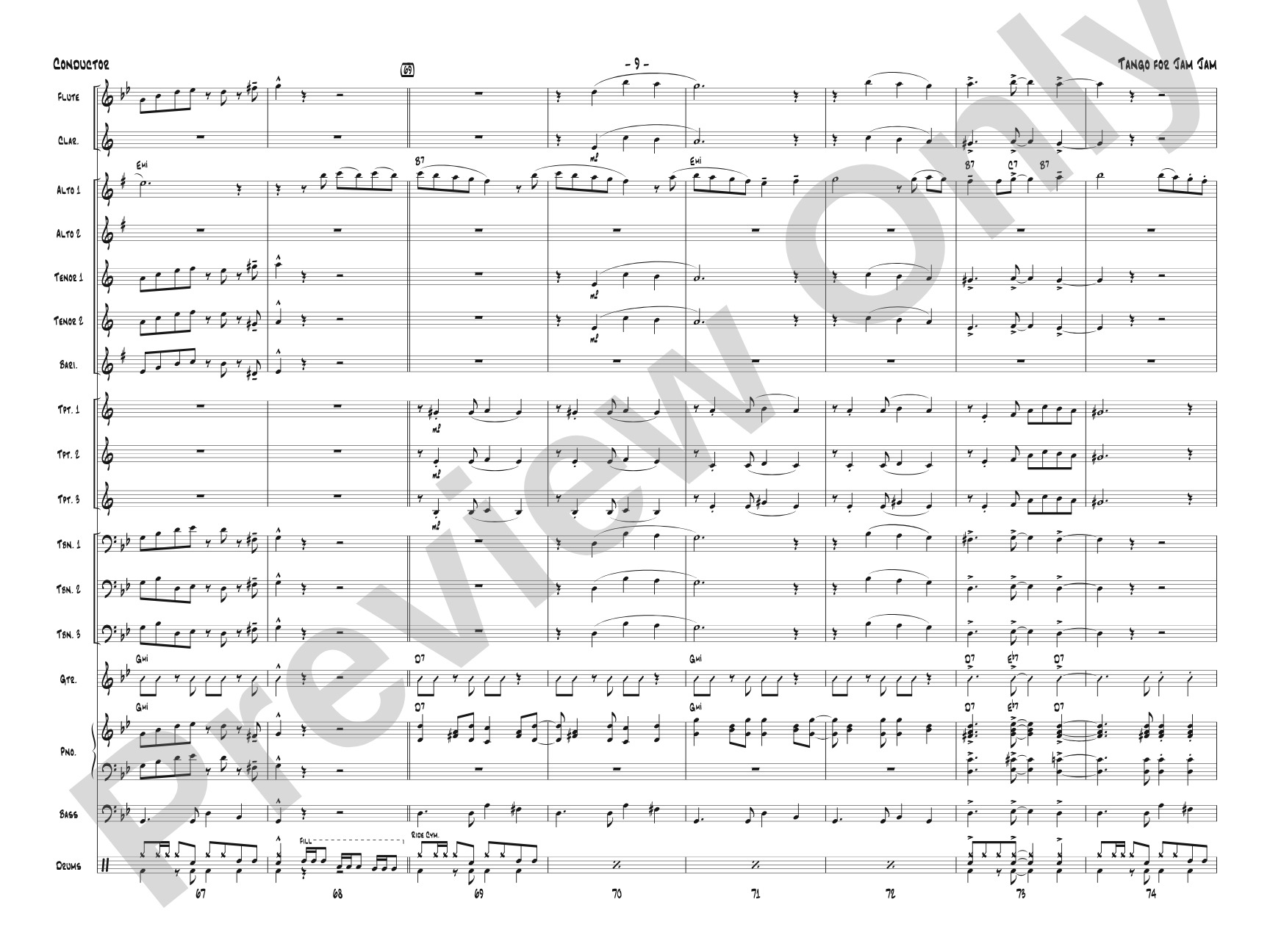Tango for Jam Jam: Jazz Ensemble Conductor Score & Parts