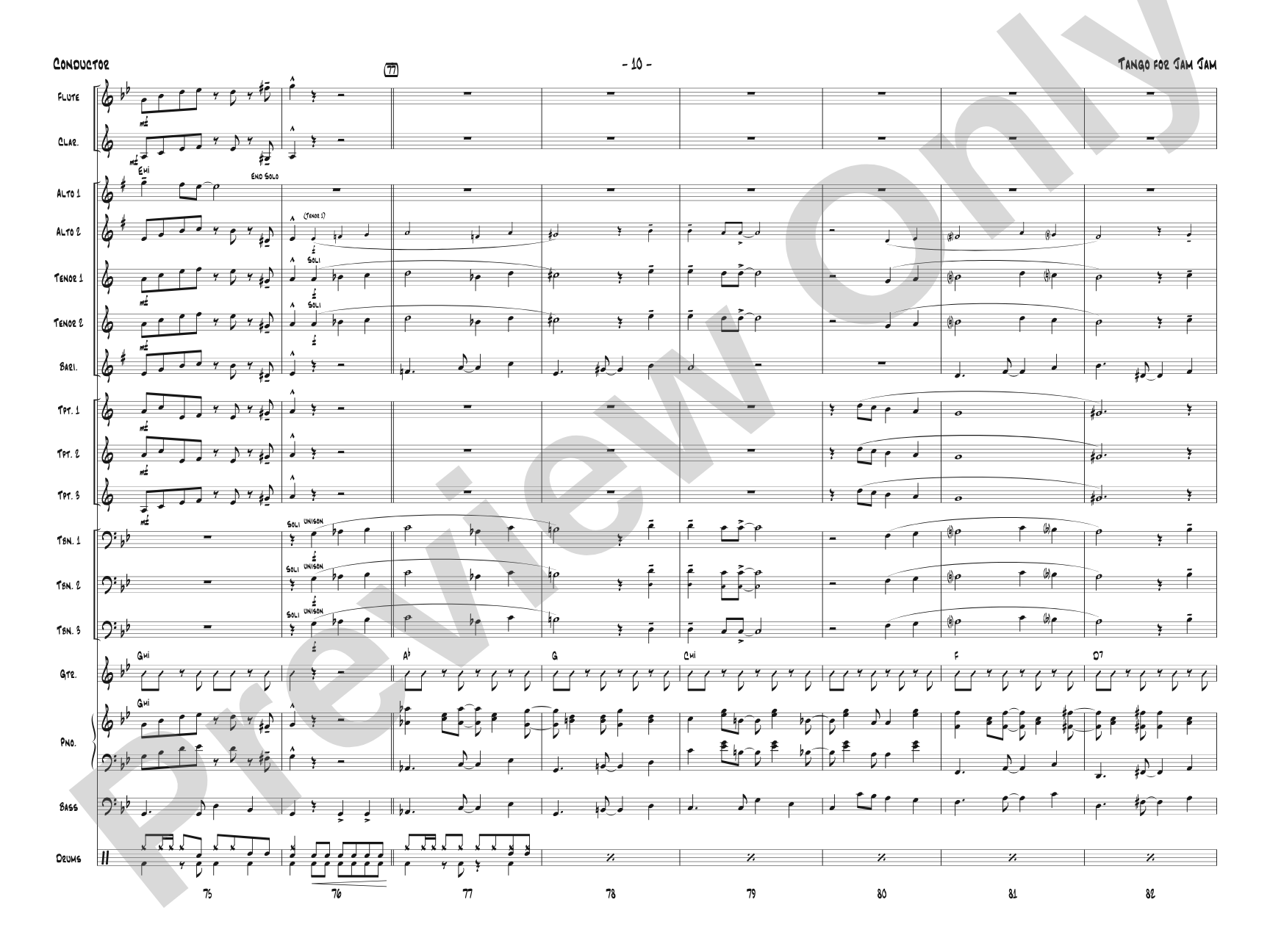 Tango for Jam Jam: Jazz Ensemble Conductor Score & Parts