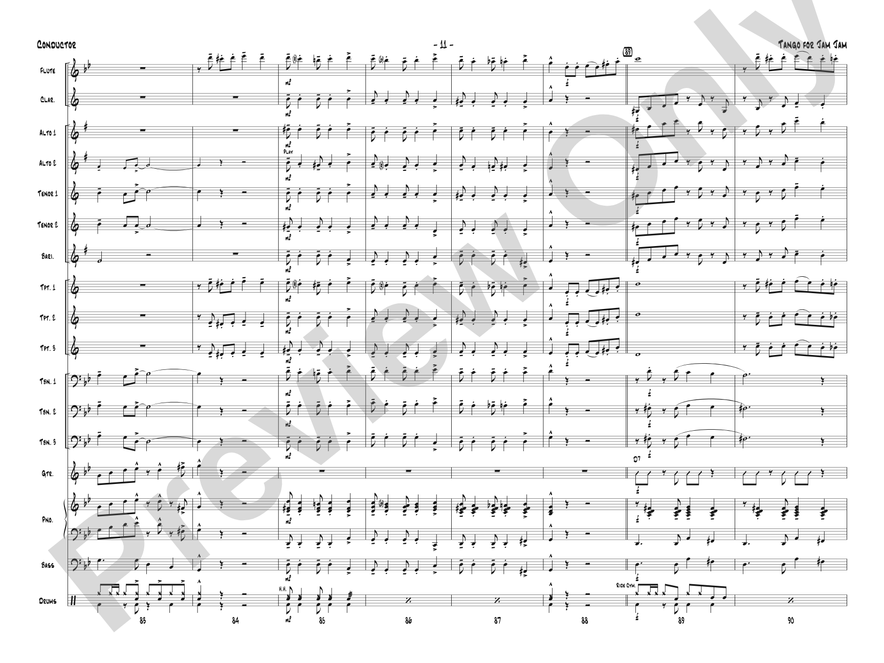 Tango for Jam Jam: Jazz Ensemble Conductor Score & Parts