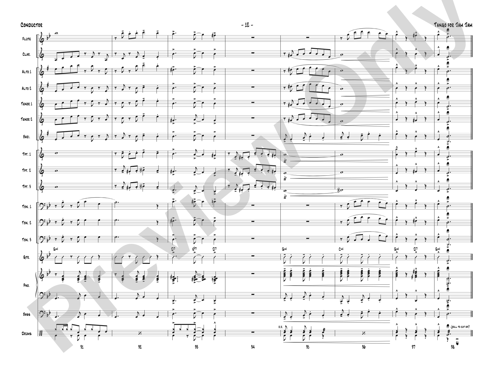 Tango for Jam Jam: Jazz Ensemble Conductor Score & Parts