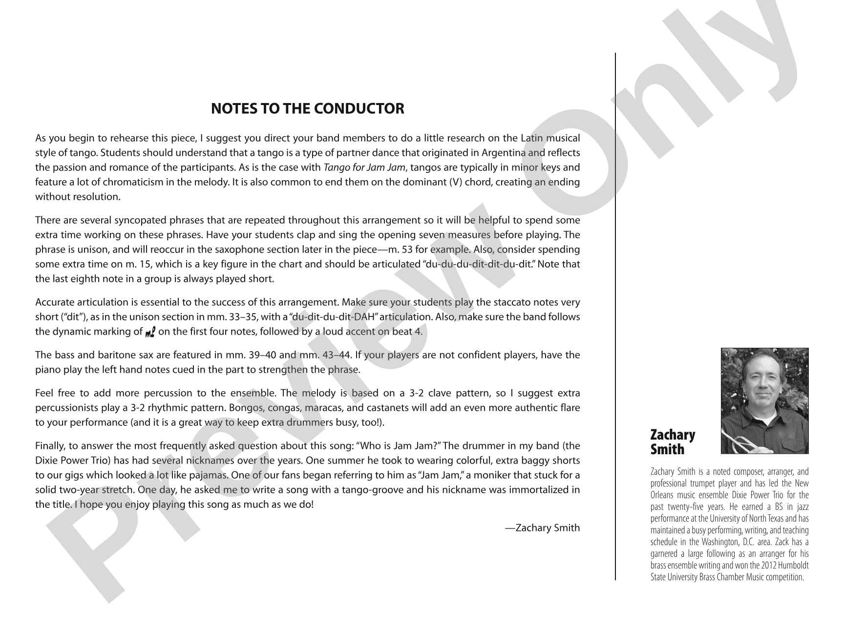 Tango for Jam Jam: Jazz Ensemble Conductor Score & Parts