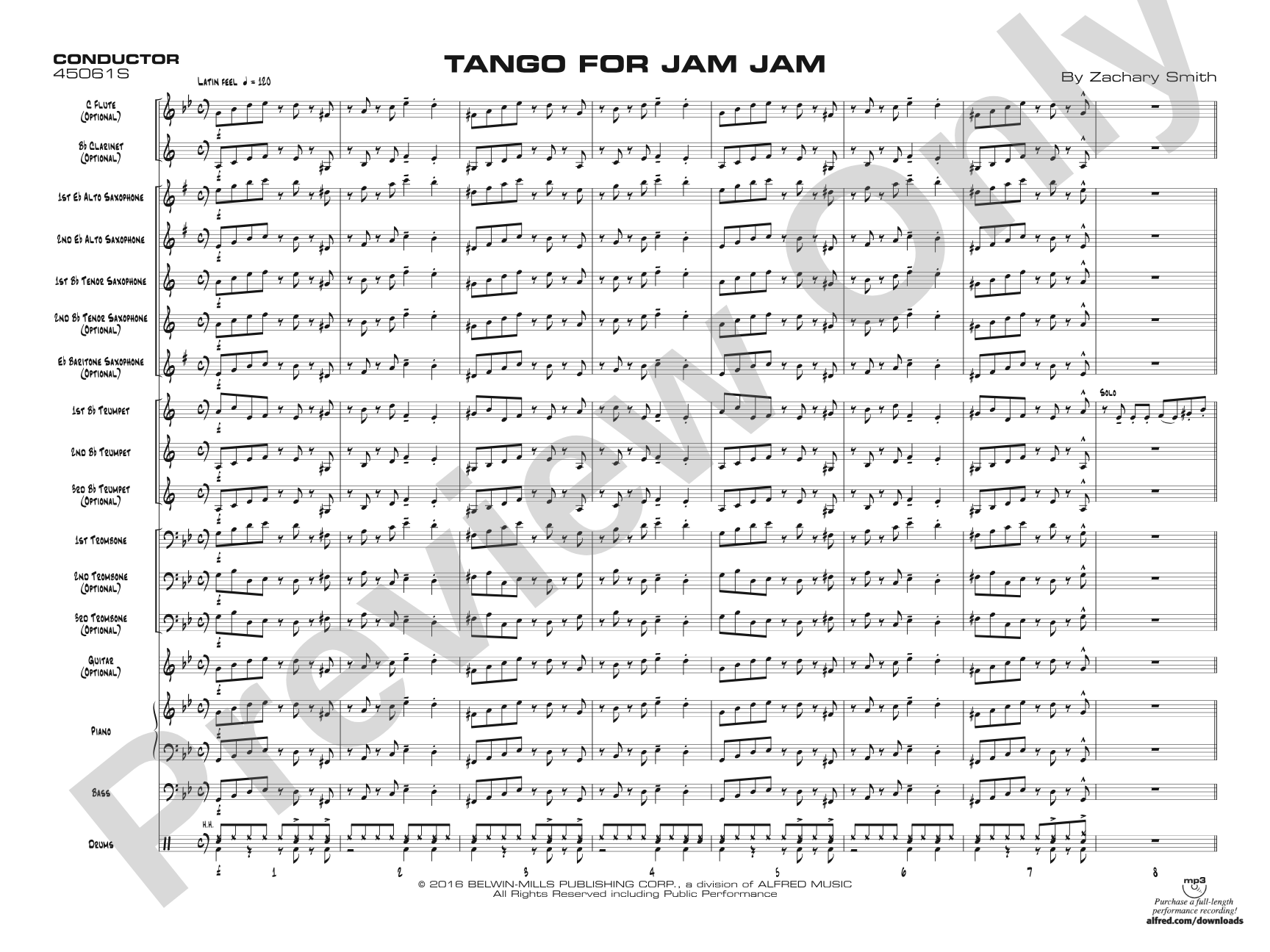 Tango for Jam Jam: Jazz Ensemble Conductor Score & Parts