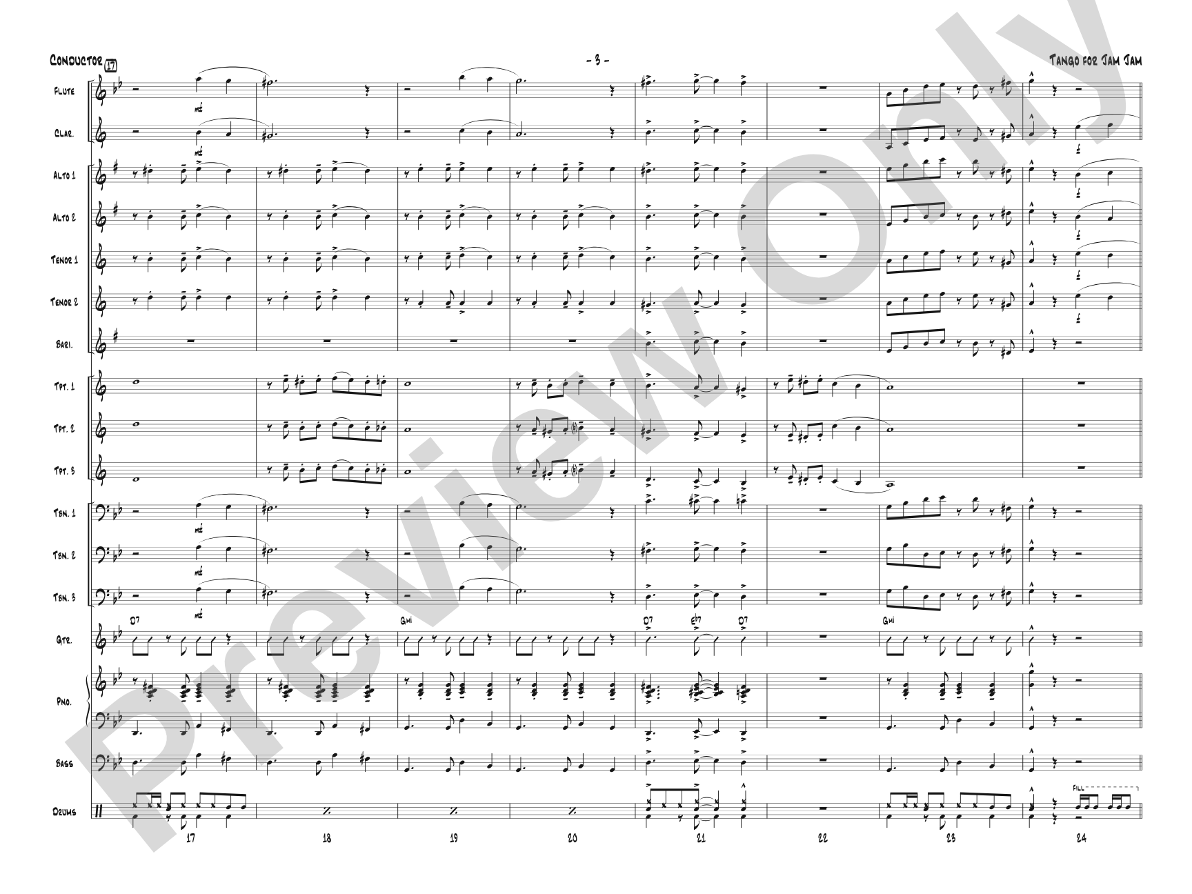Tango for Jam Jam: Jazz Ensemble Conductor Score & Parts