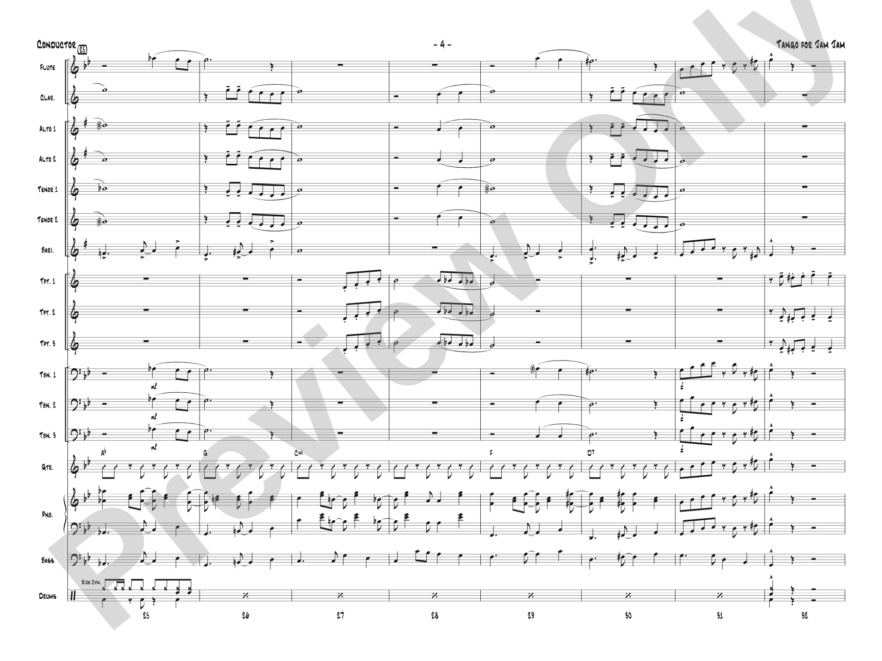 Tango for Jam Jam: Jazz Ensemble Conductor Score & Parts