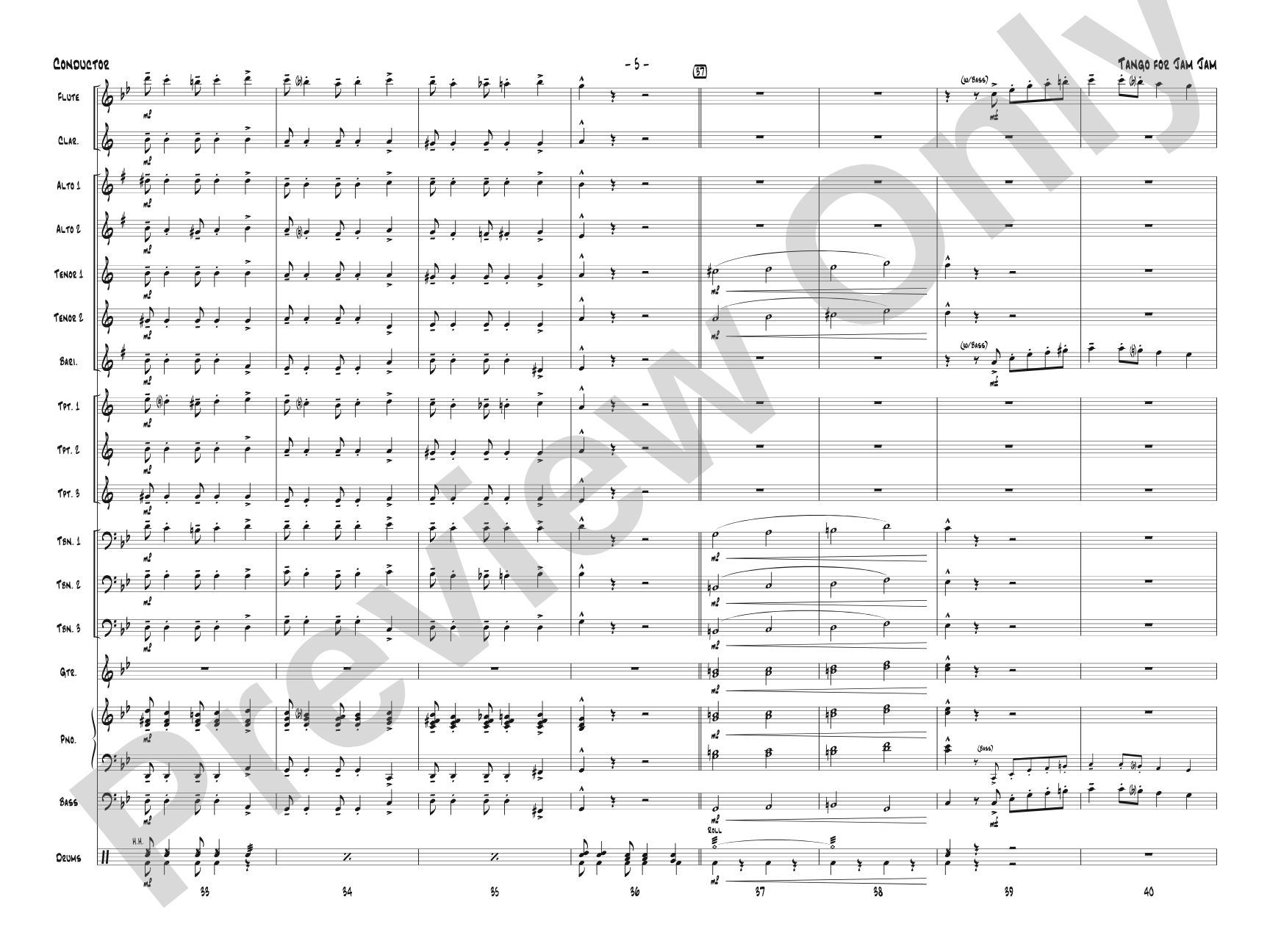 Tango for Jam Jam: Jazz Ensemble Conductor Score & Parts