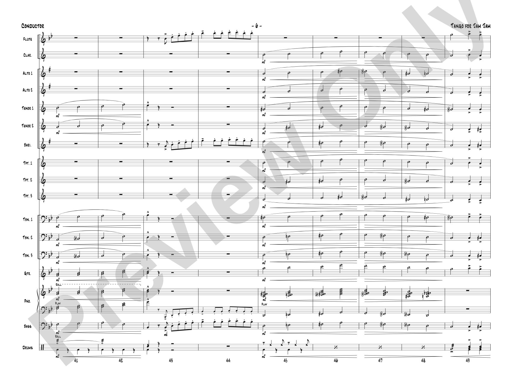Tango for Jam Jam: Jazz Ensemble Conductor Score & Parts