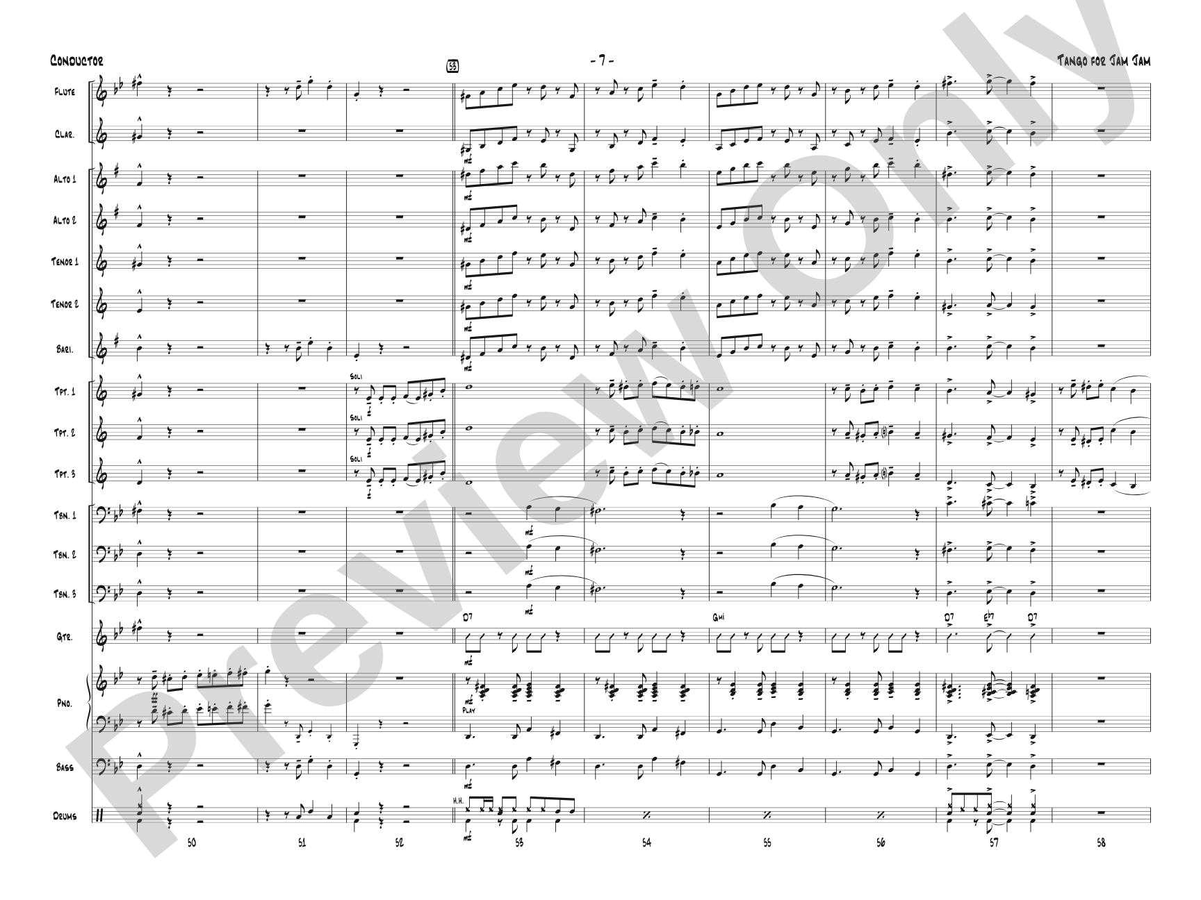 Tango for Jam Jam: Jazz Ensemble Conductor Score & Parts