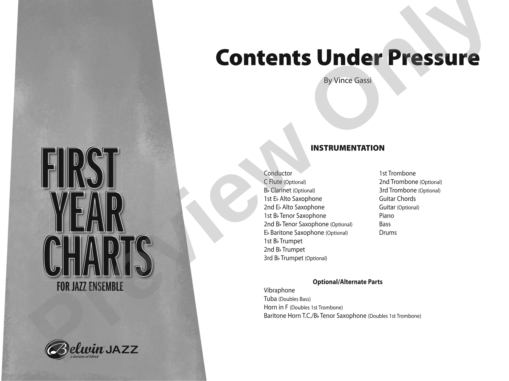 Contents Under Pressure: Jazz Ensemble Conductor Score & Parts