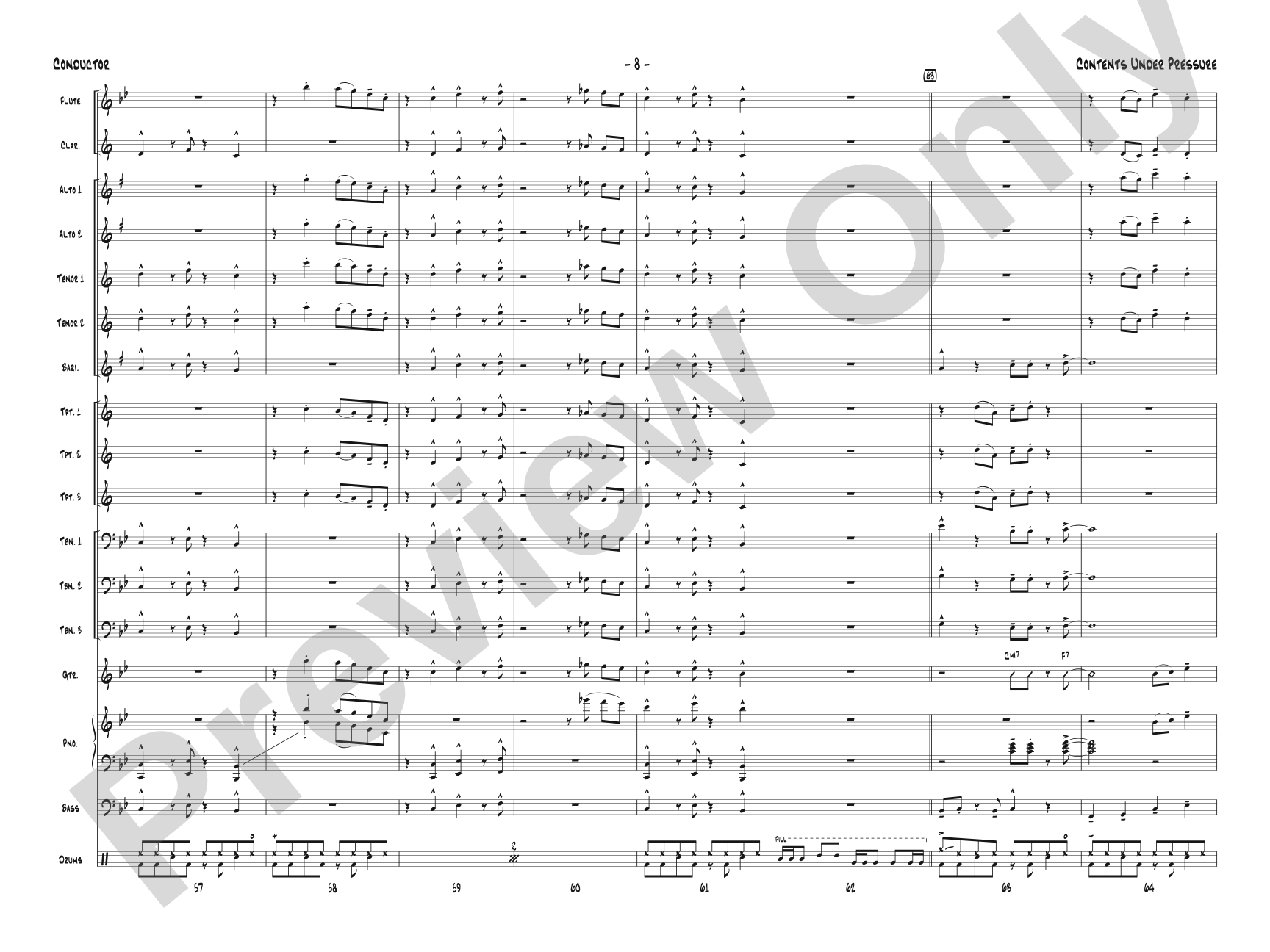 Contents Under Pressure: Jazz Ensemble Conductor Score & Parts