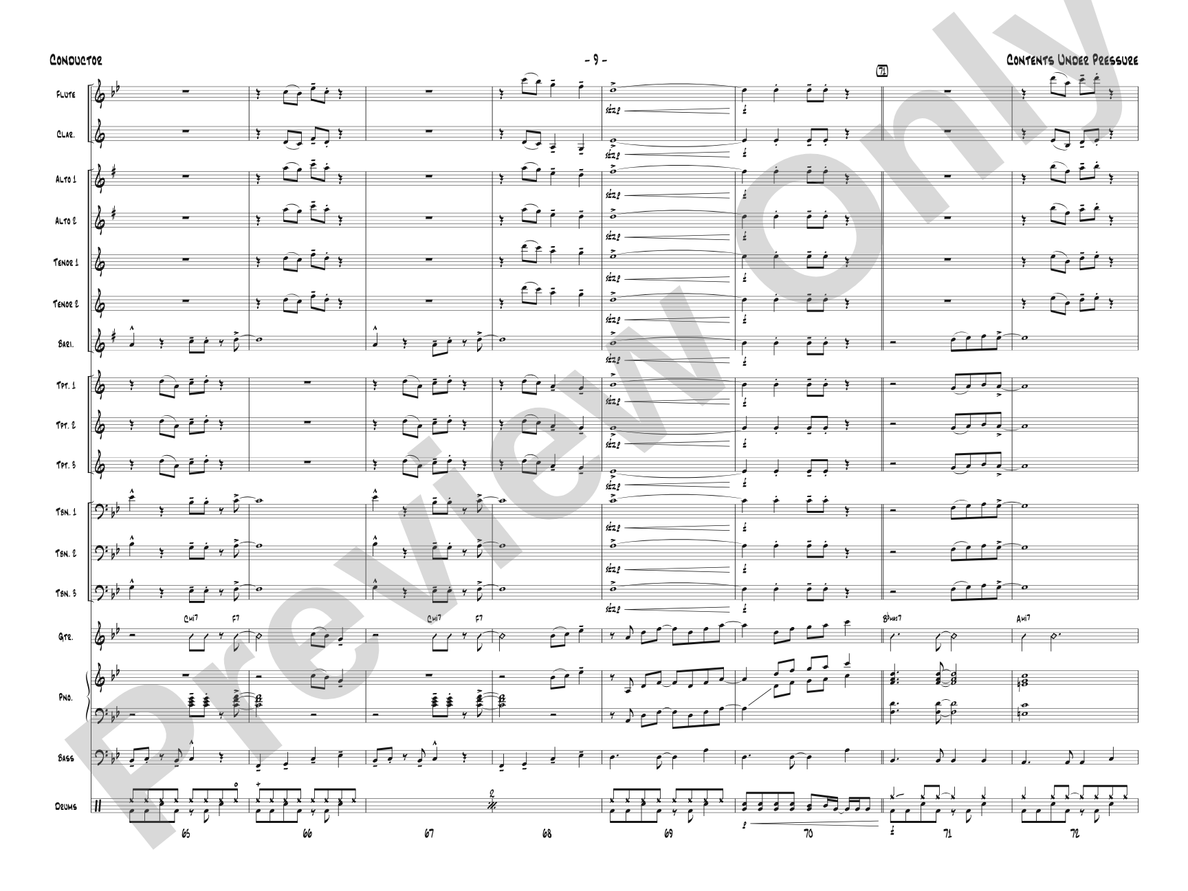 Contents Under Pressure: Jazz Ensemble Conductor Score & Parts