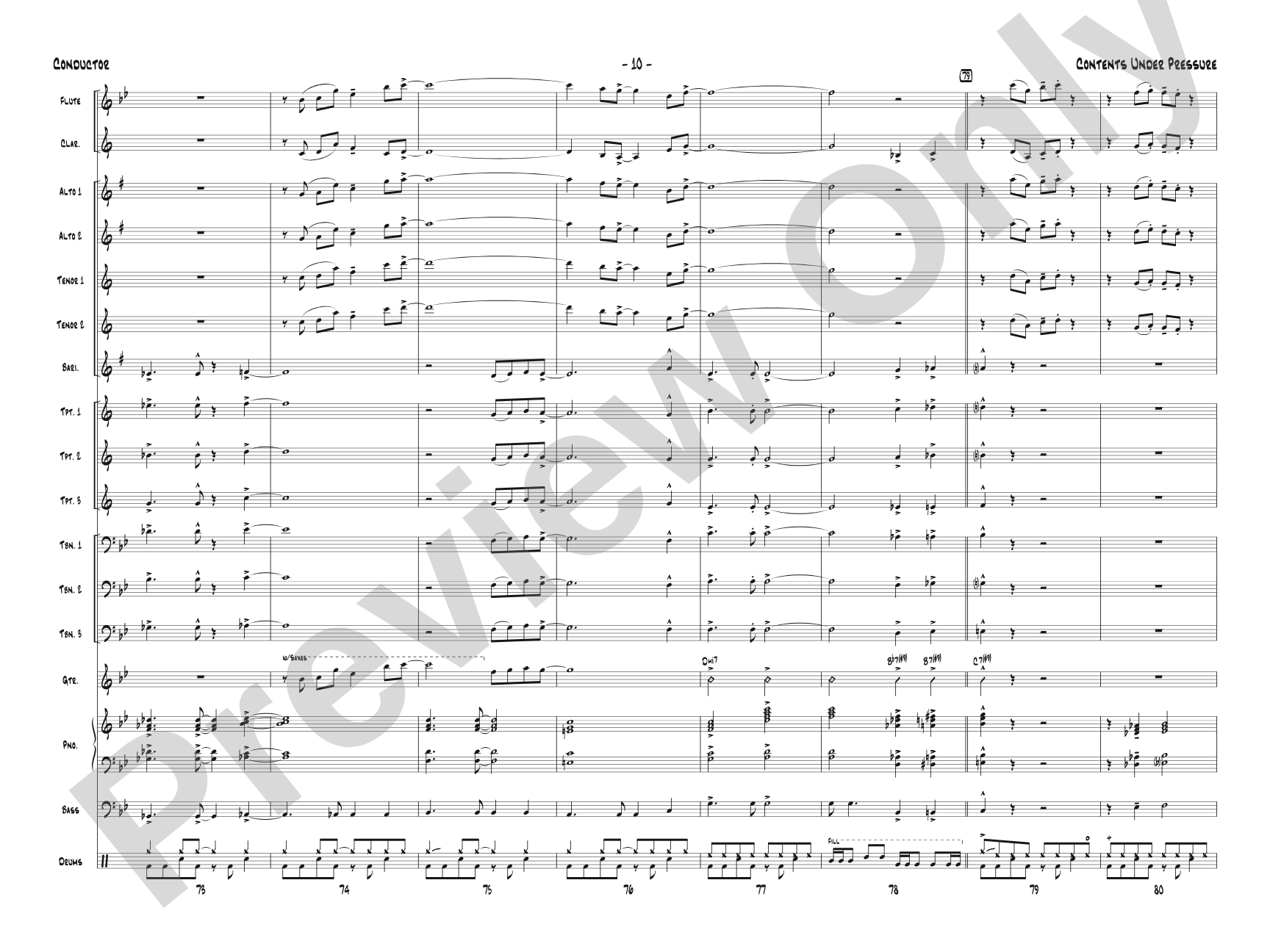 Contents Under Pressure: Jazz Ensemble Conductor Score & Parts