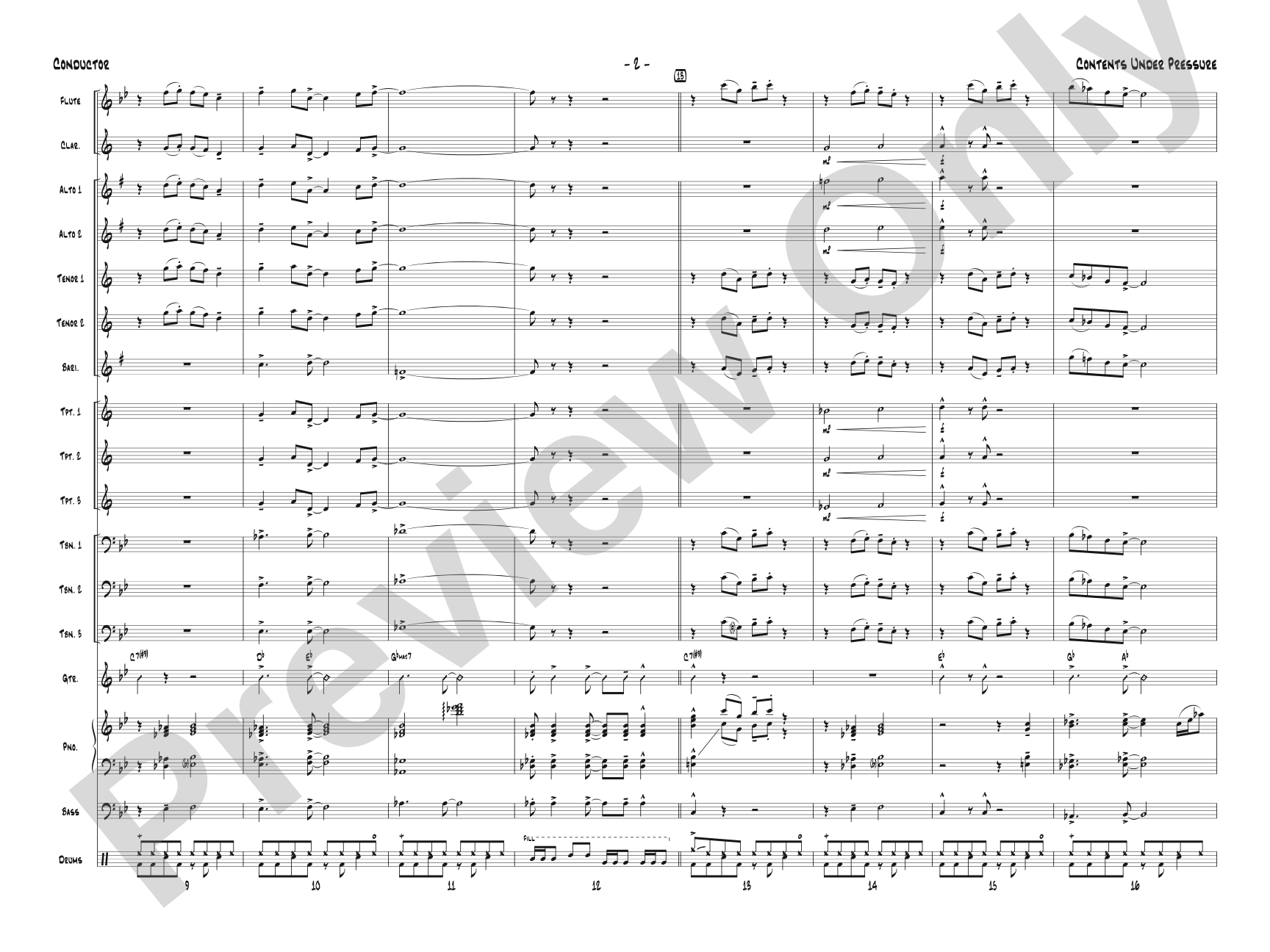 Contents Under Pressure: Jazz Ensemble Conductor Score & Parts