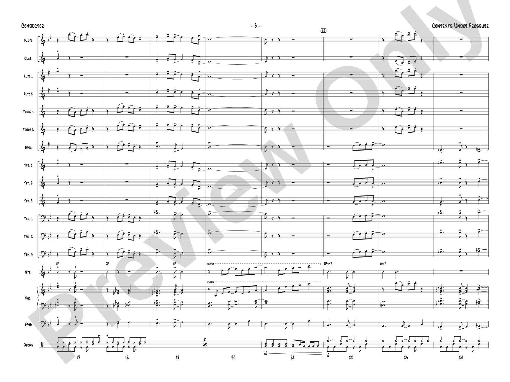 Contents Under Pressure: Jazz Ensemble Conductor Score & Parts