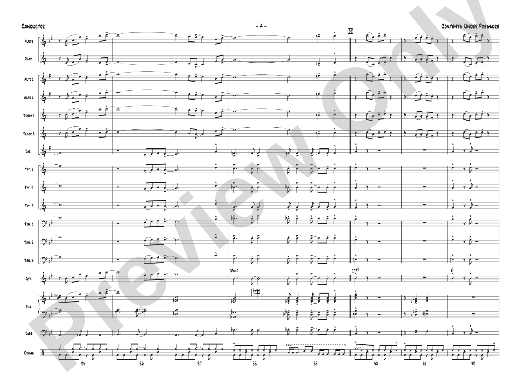 Contents Under Pressure: Jazz Ensemble Conductor Score & Parts