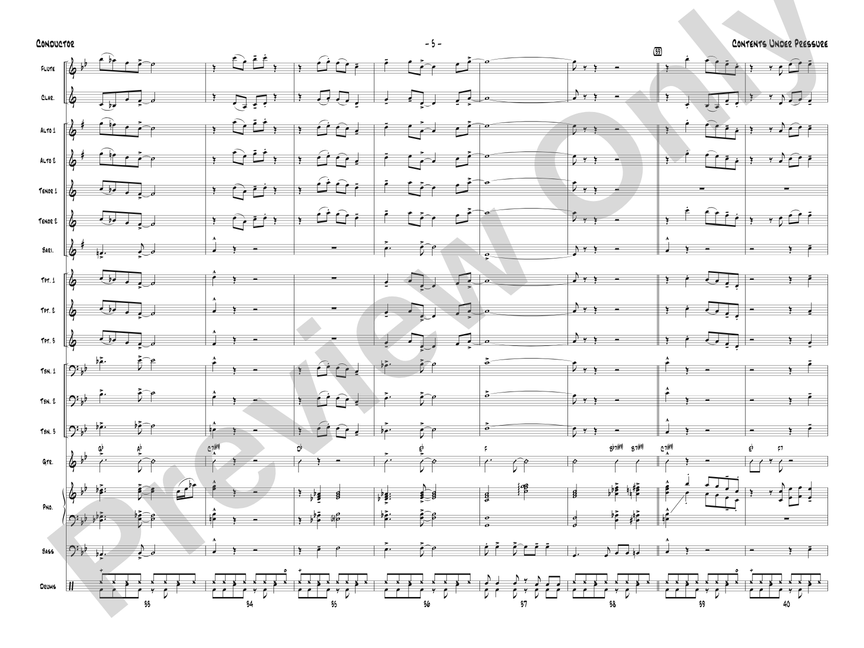 Contents Under Pressure: Jazz Ensemble Conductor Score & Parts