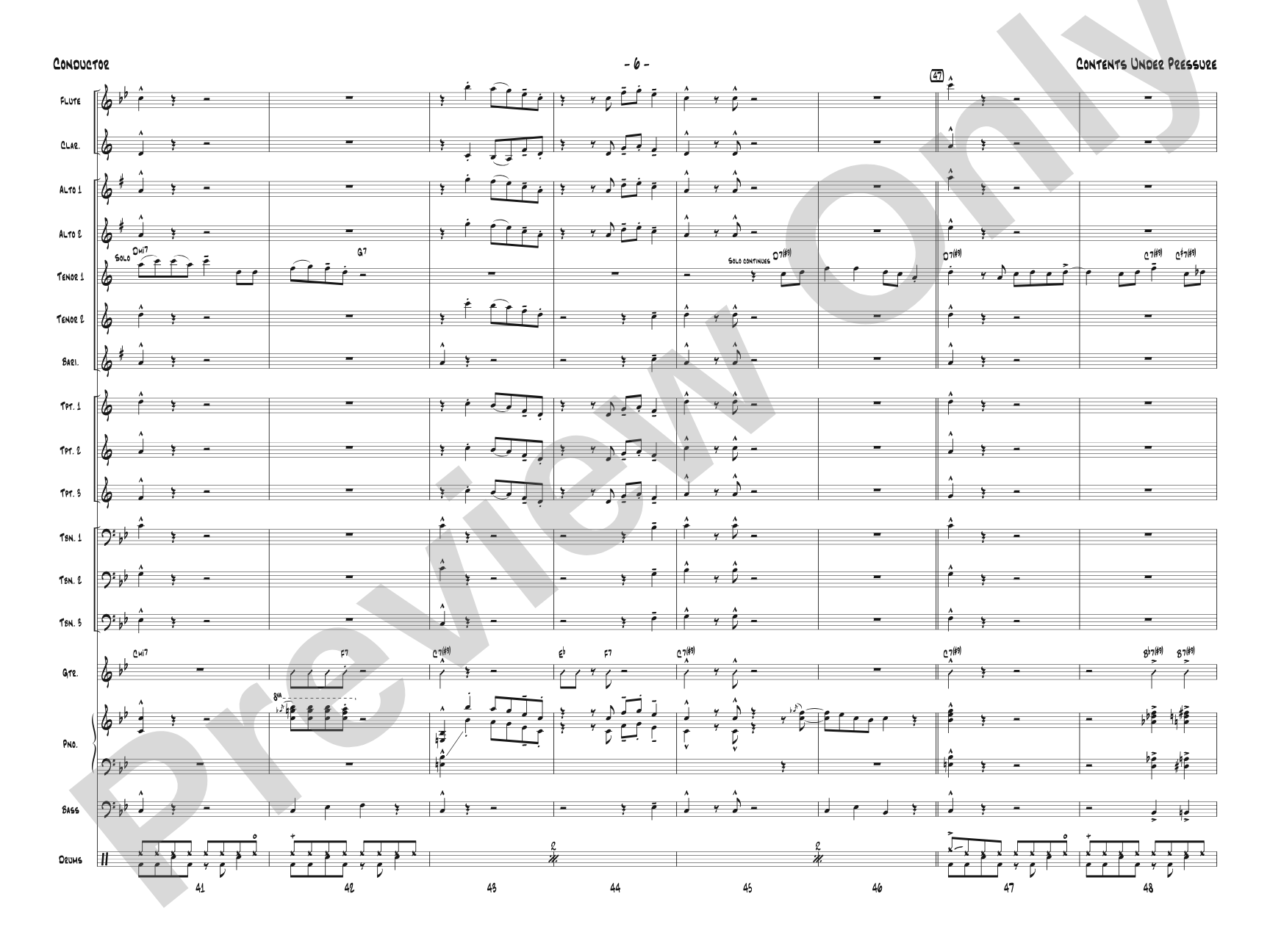 Contents Under Pressure: Jazz Ensemble Conductor Score & Parts