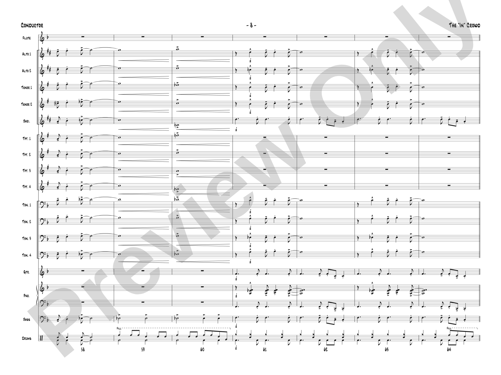The "In" Crowd: Jazz Ensemble Conductor Score & Parts