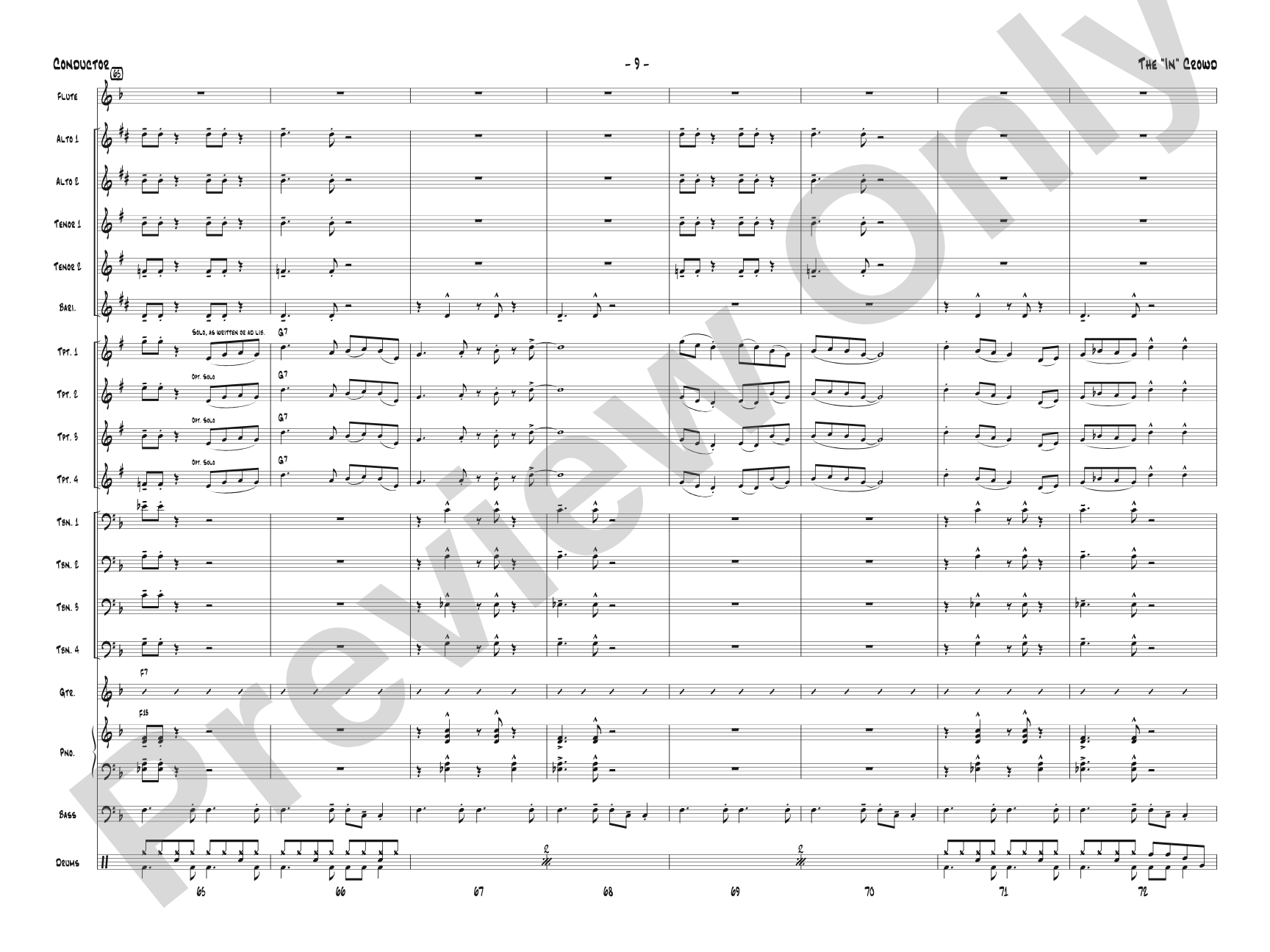 The "In" Crowd: Jazz Ensemble Conductor Score & Parts