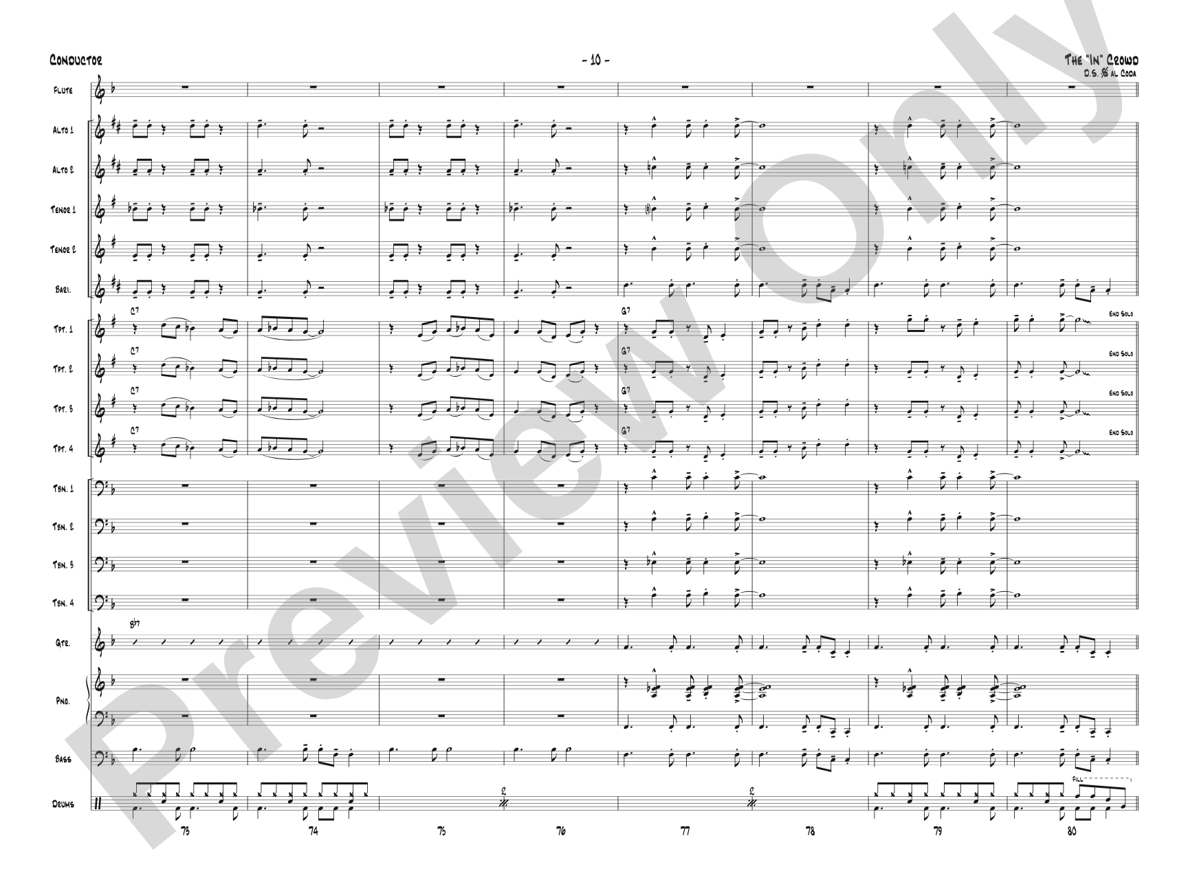 The "In" Crowd: Jazz Ensemble Conductor Score & Parts
