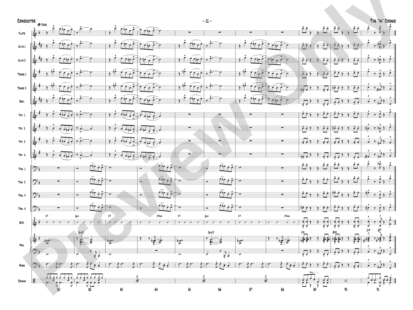 The "In" Crowd: Jazz Ensemble Conductor Score & Parts