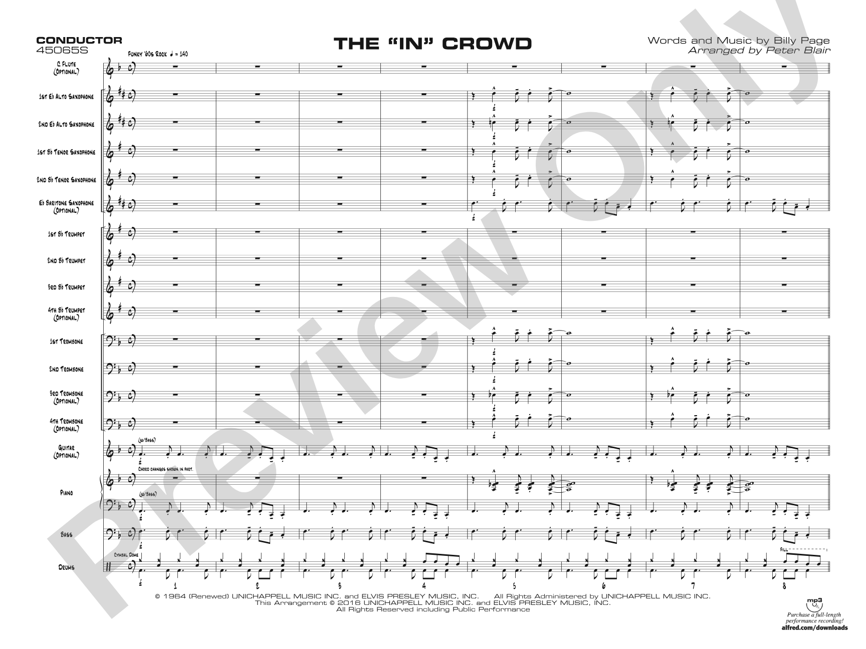 The "In" Crowd: Jazz Ensemble Conductor Score & Parts