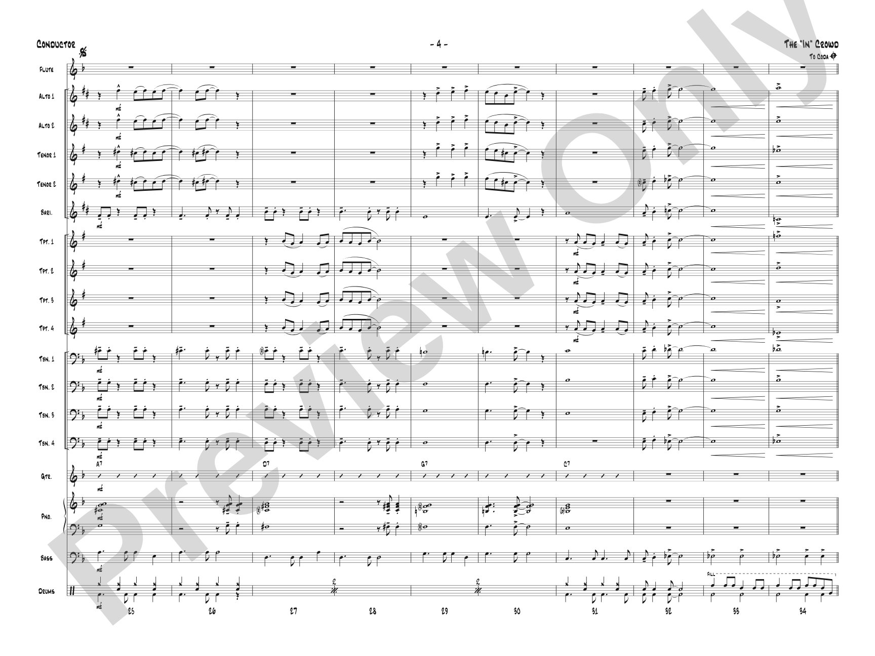 The "In" Crowd: Jazz Ensemble Conductor Score & Parts