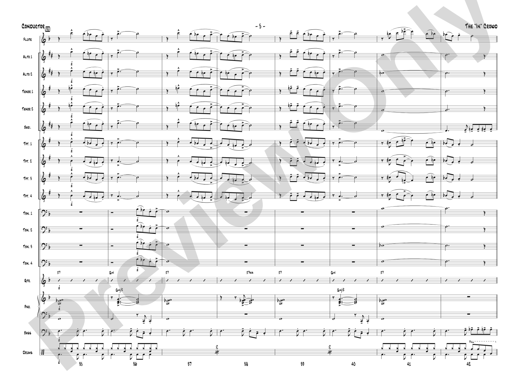 The "In" Crowd: Jazz Ensemble Conductor Score & Parts
